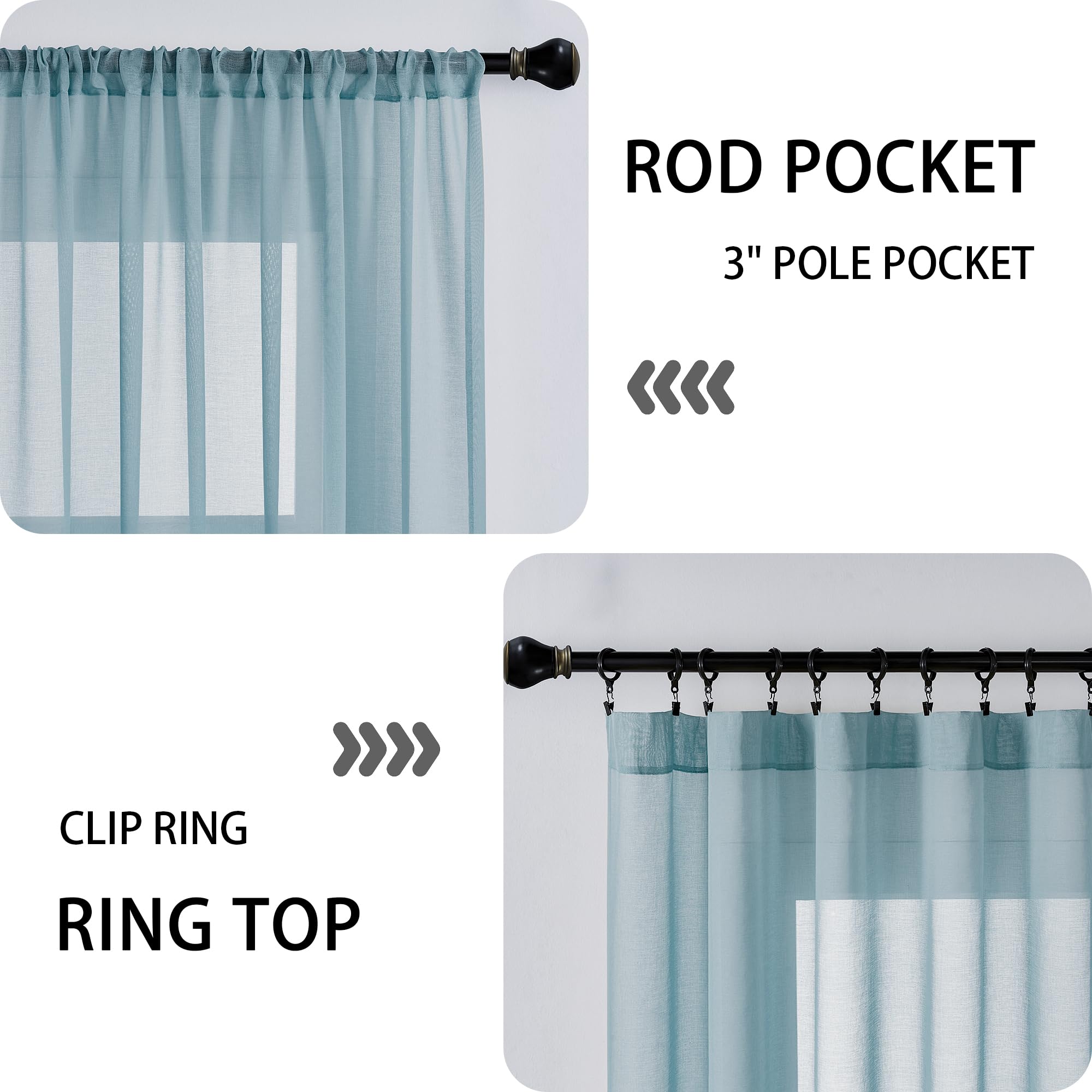 Small Sheer Door Curtain Closet Linen Textured Curtain Sheers Doorway Light Filtering Voile French Door Rod Pocket Curtains Patio Glass Doors