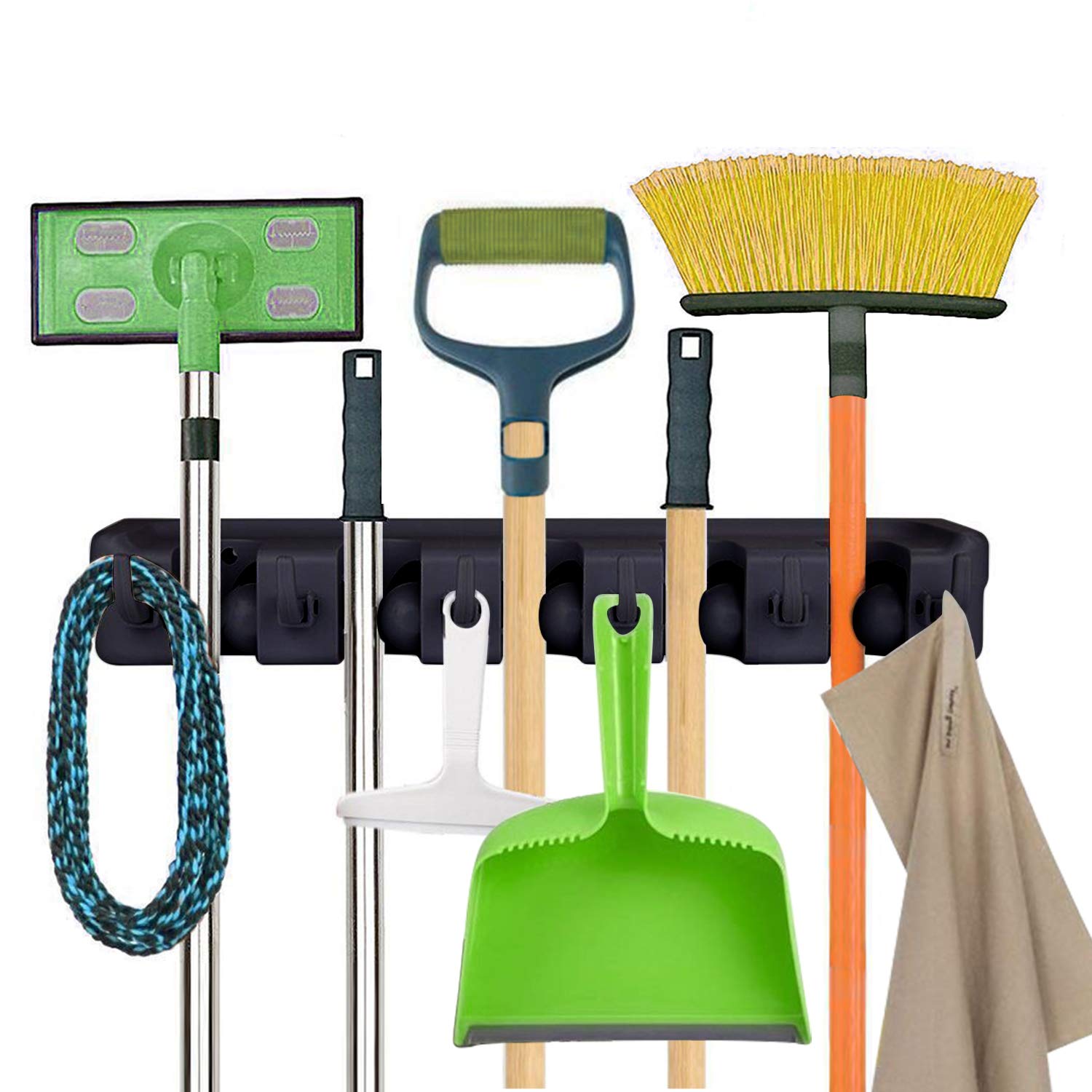 Mop and Broom Holder Wall Mount Heavy Duty Tool Organizer For Home Garden Garage And Storage
