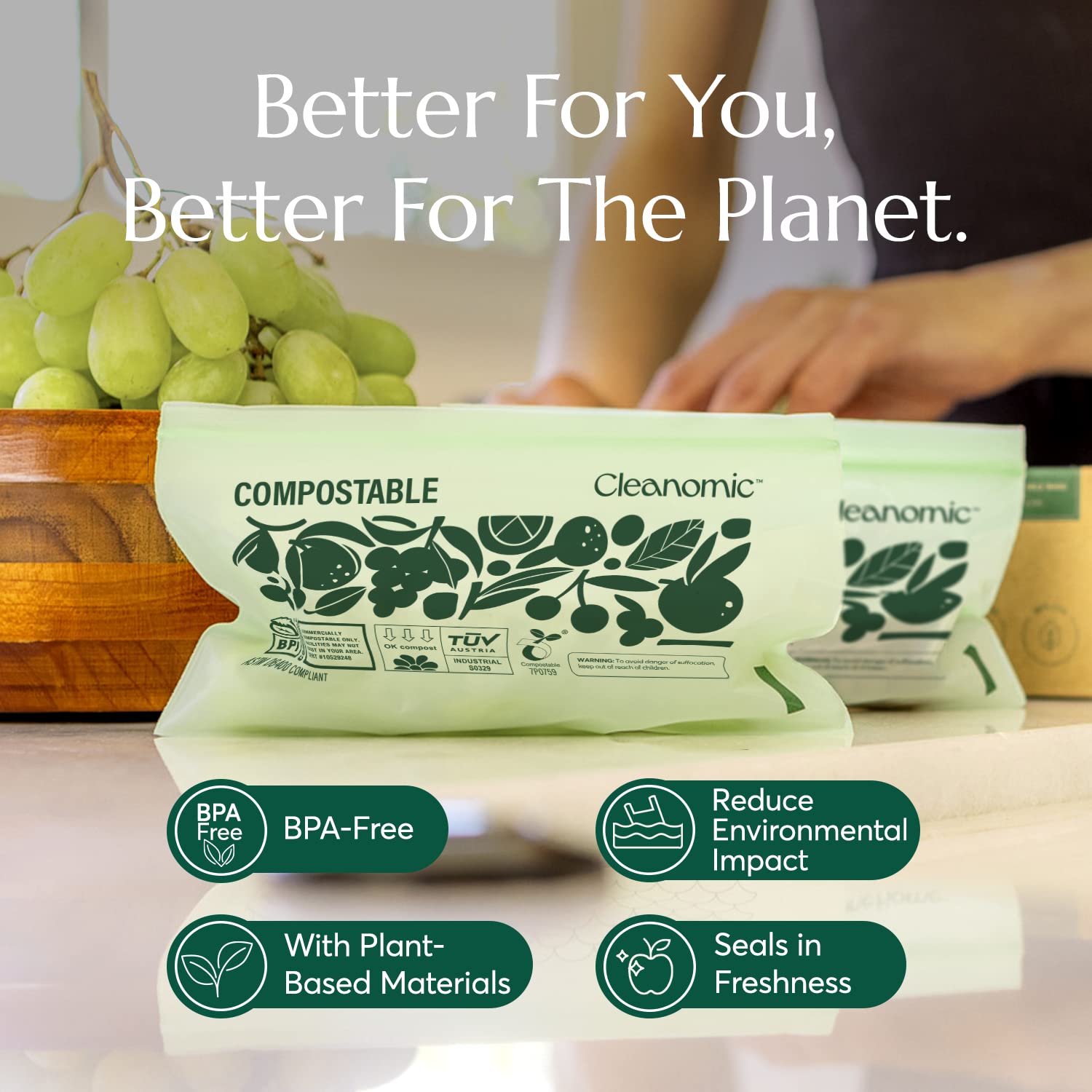 Compostable* Snack Size Food Storage Bags (50 Count)