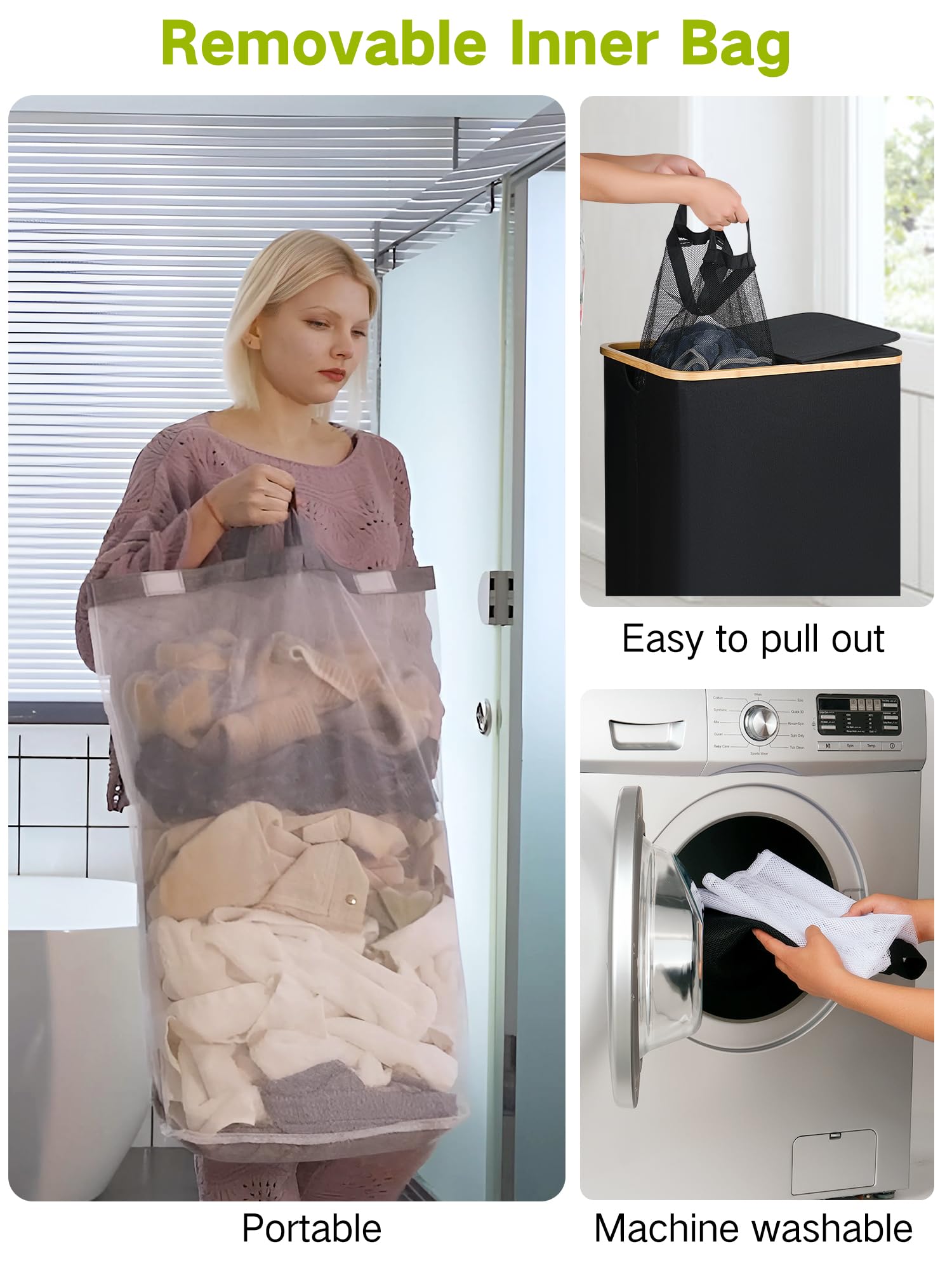 Double Laundry Hamper with Wheels