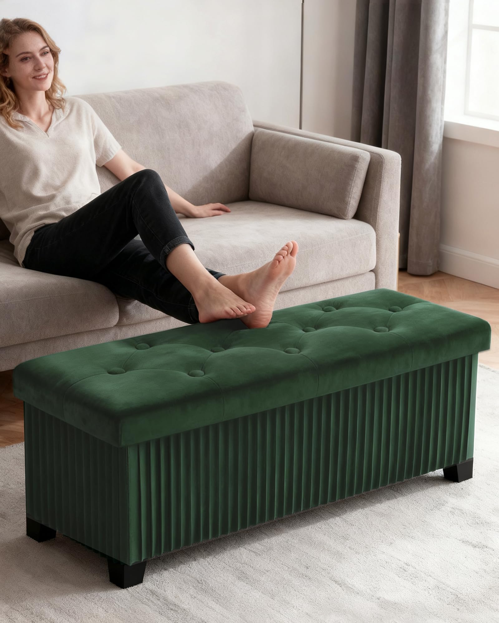 43 Inches Storage Ottoman Bench