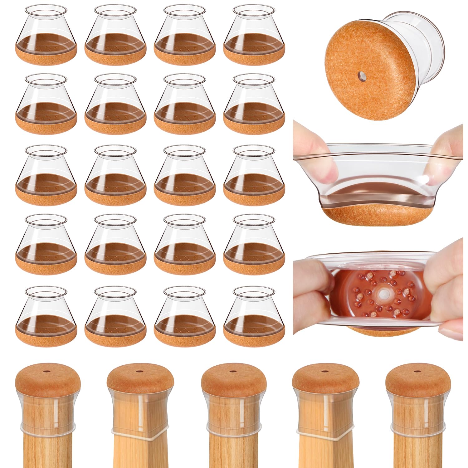20 Pcs Chair Leg Floor Protectors for Hardwood Floors (20 Count)