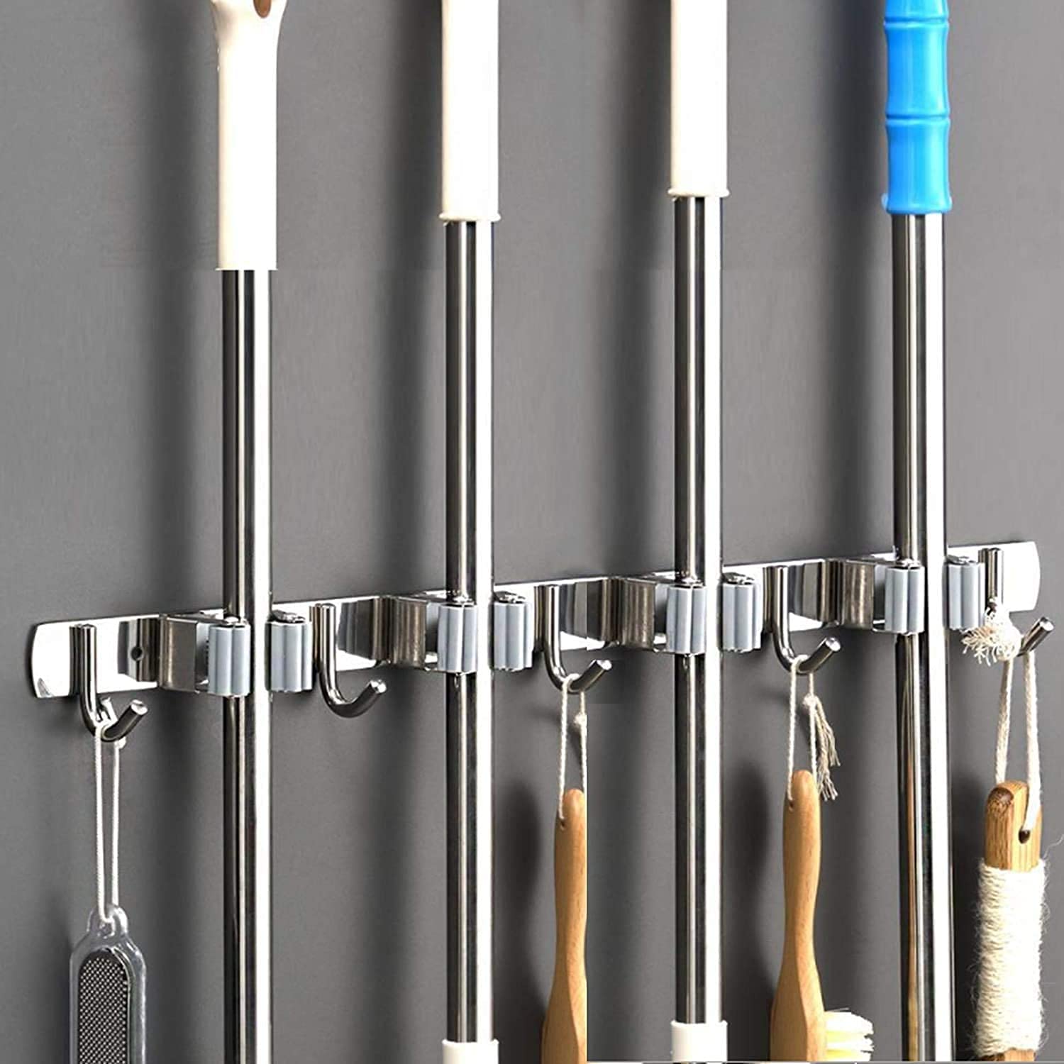Broom Mop Holder Wall Mount Tool Hanger Organizer