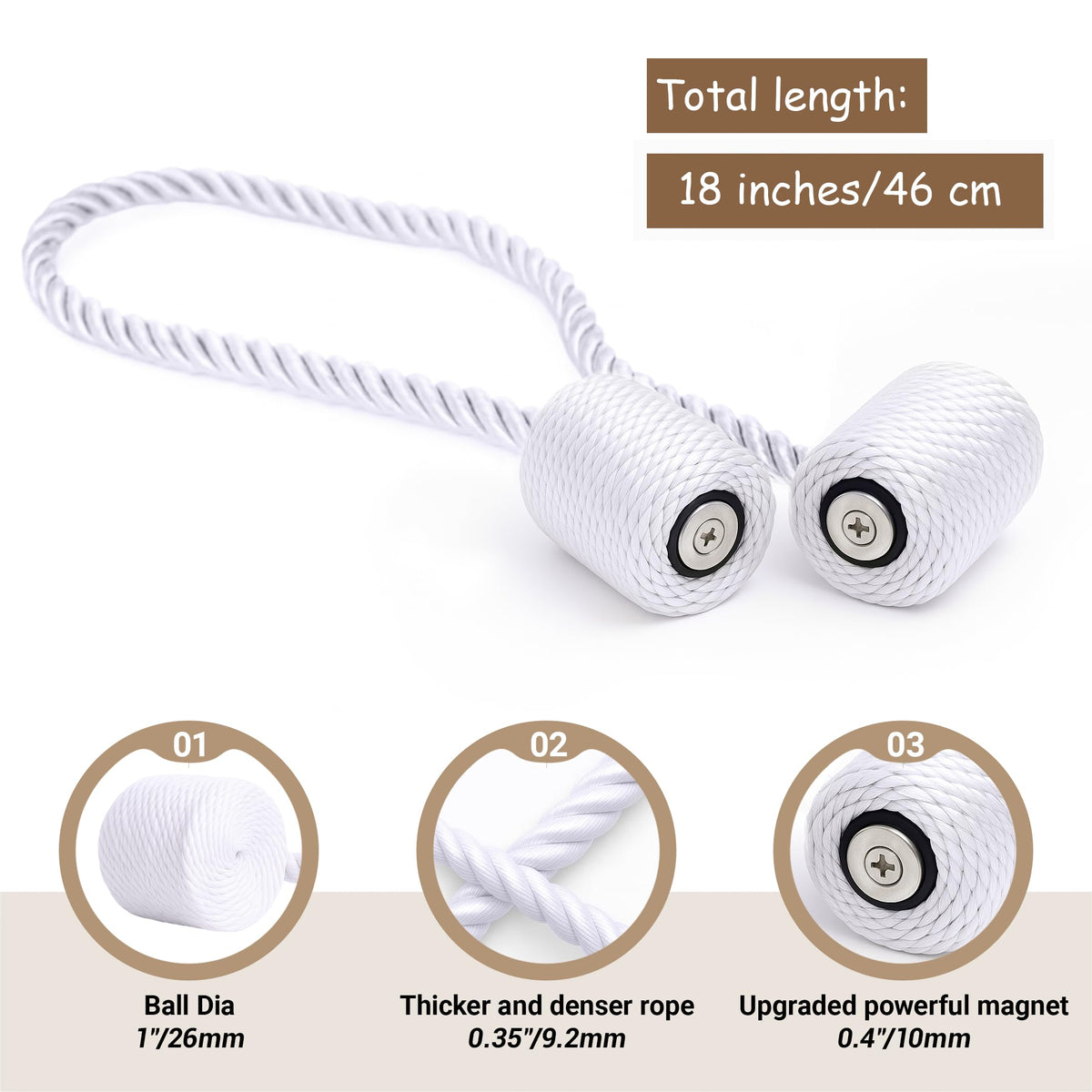 Magnetic Curtain Tiebacks White 2pcs (2 Count)