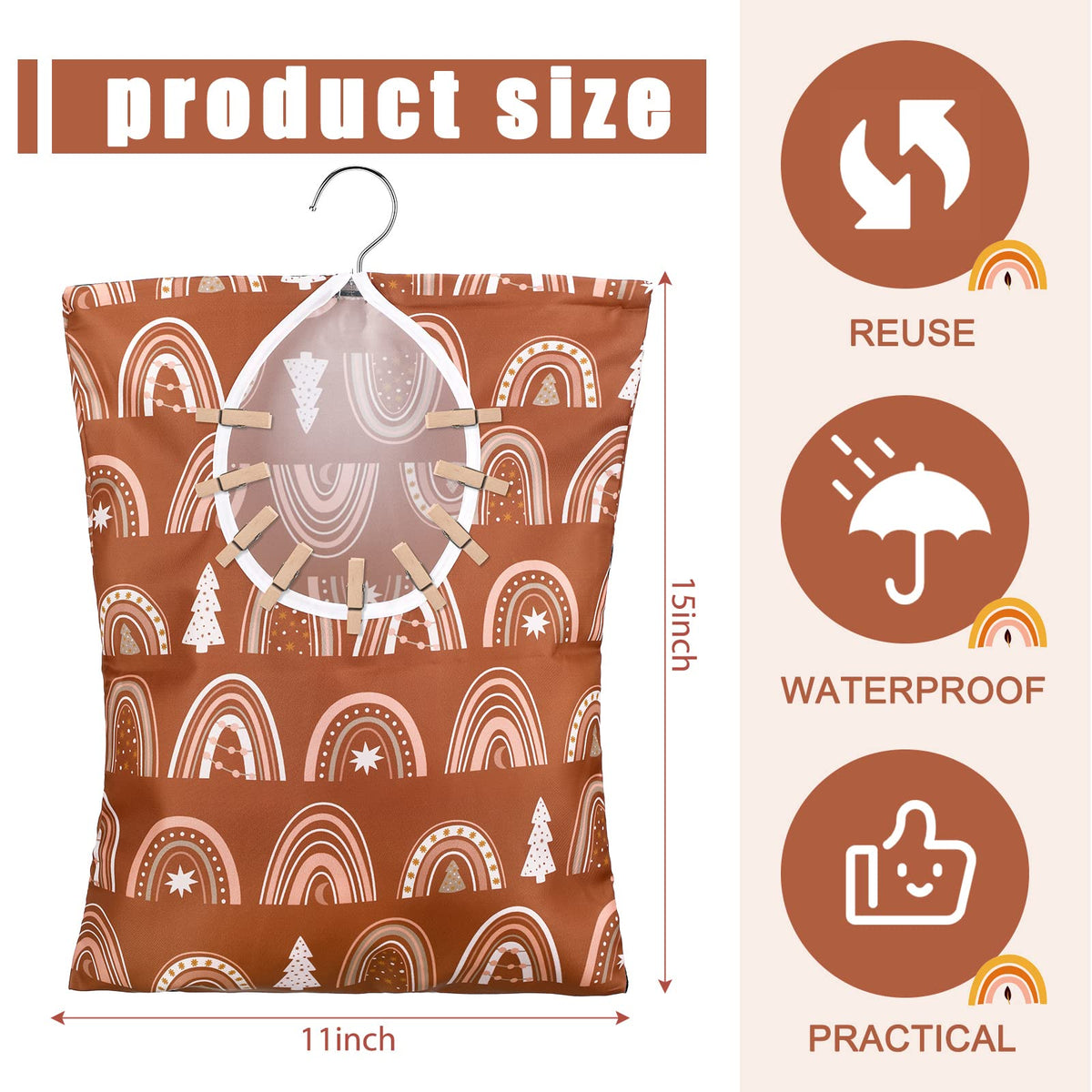 2 Pcs Clothes Pin Bag 15 X 11 In Clothespin Holder (2 Count)