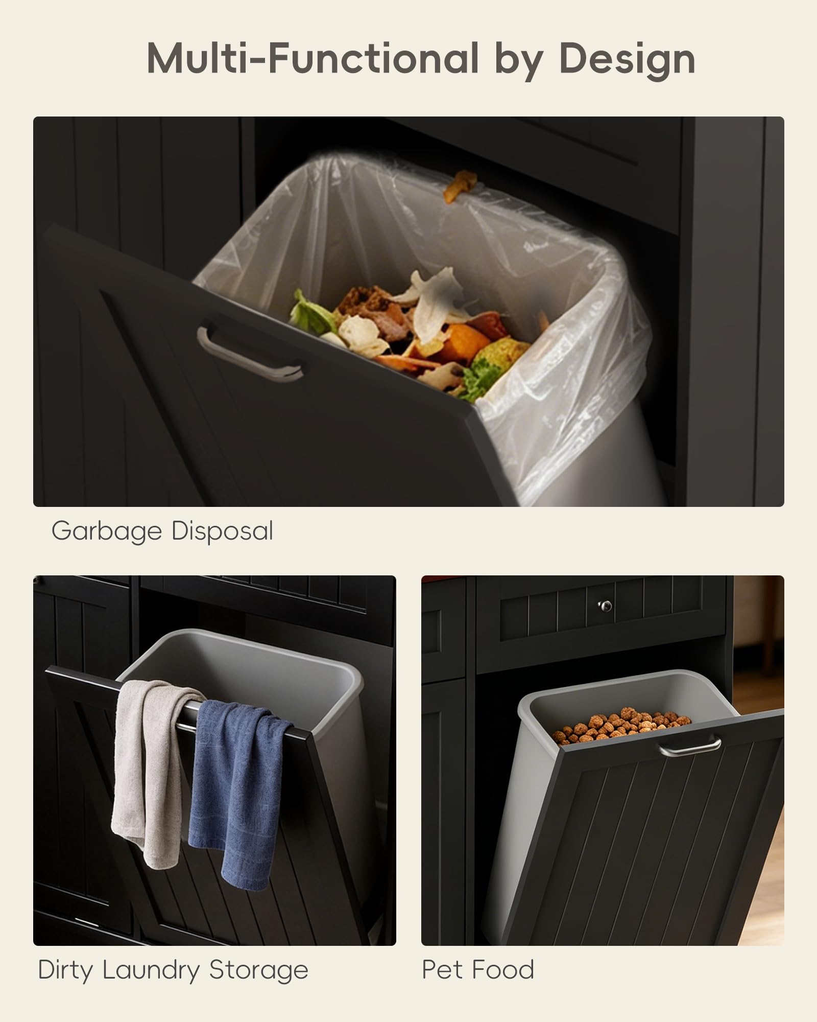 2 x 10 Gallon Tilt Out Trash Cabinet with 2 Big Storage Drawer
