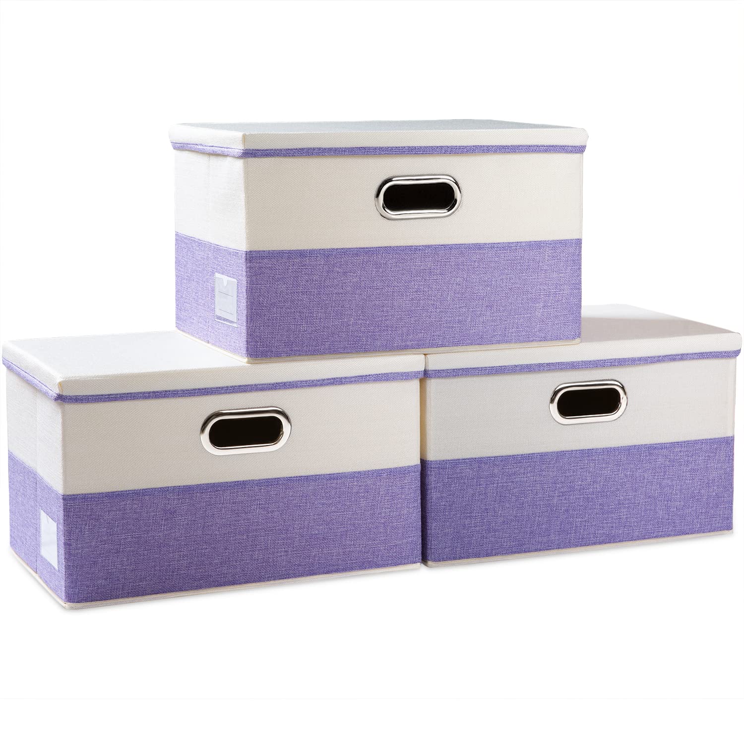 Large Foldable Storage Bins with Lids [3 (3 Count)