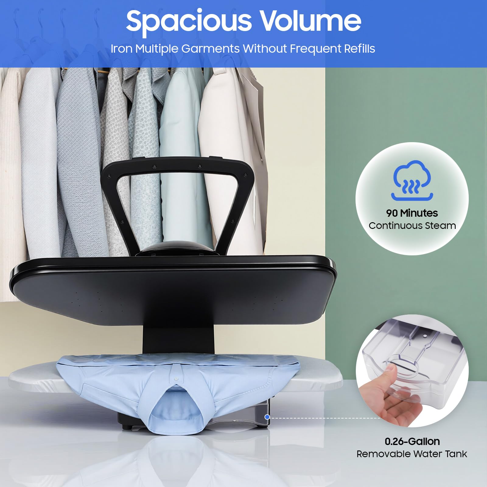 Intelligent Steam Press with 5 Fabric Setting Professional Steamer 1600W for Home