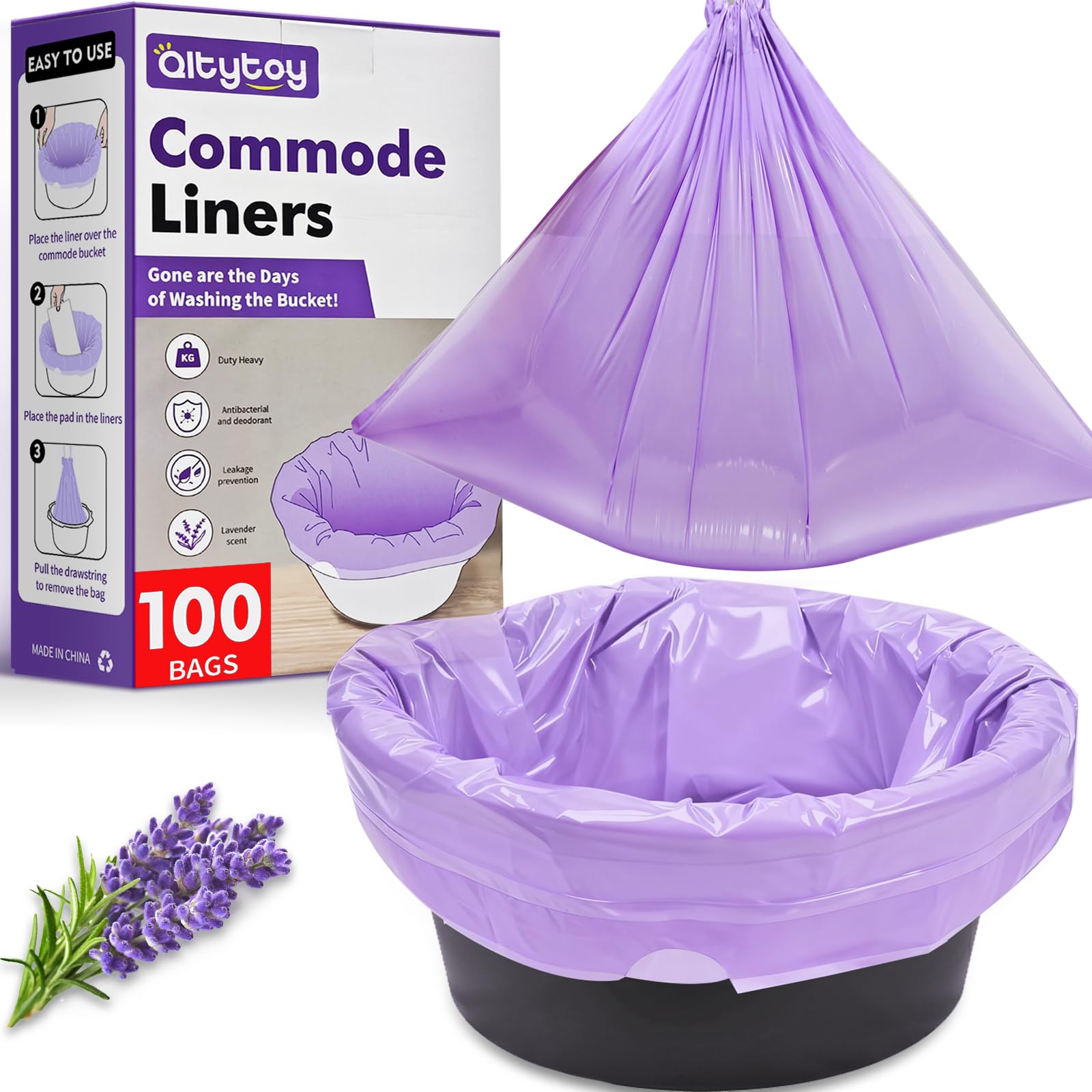 Commode Liners for Bedside Commode Thickness Leakproof Disposable Portable (100 Count)