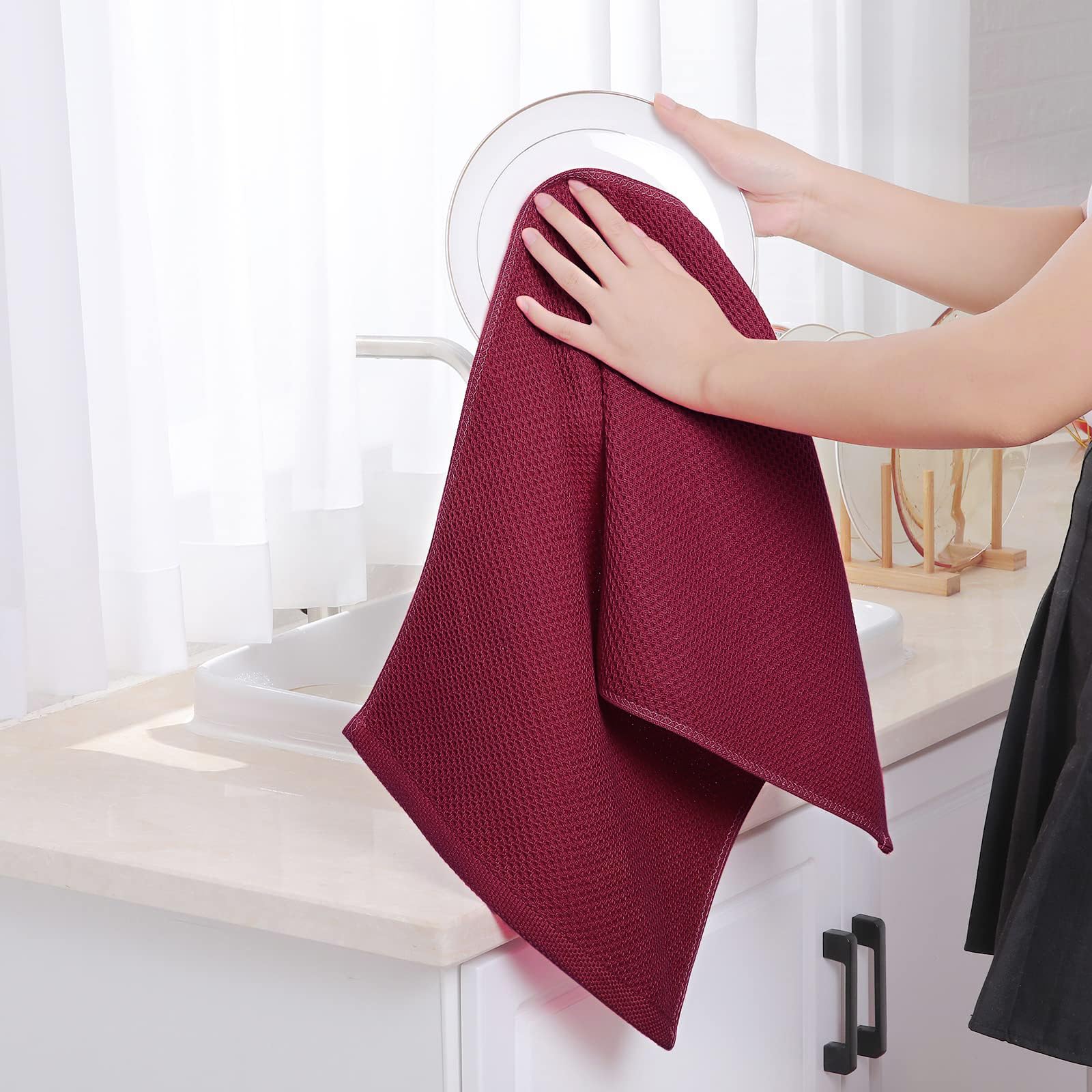 100% Cotton Waffle Weave Kitchen Dish Towels 4 (4 Count)