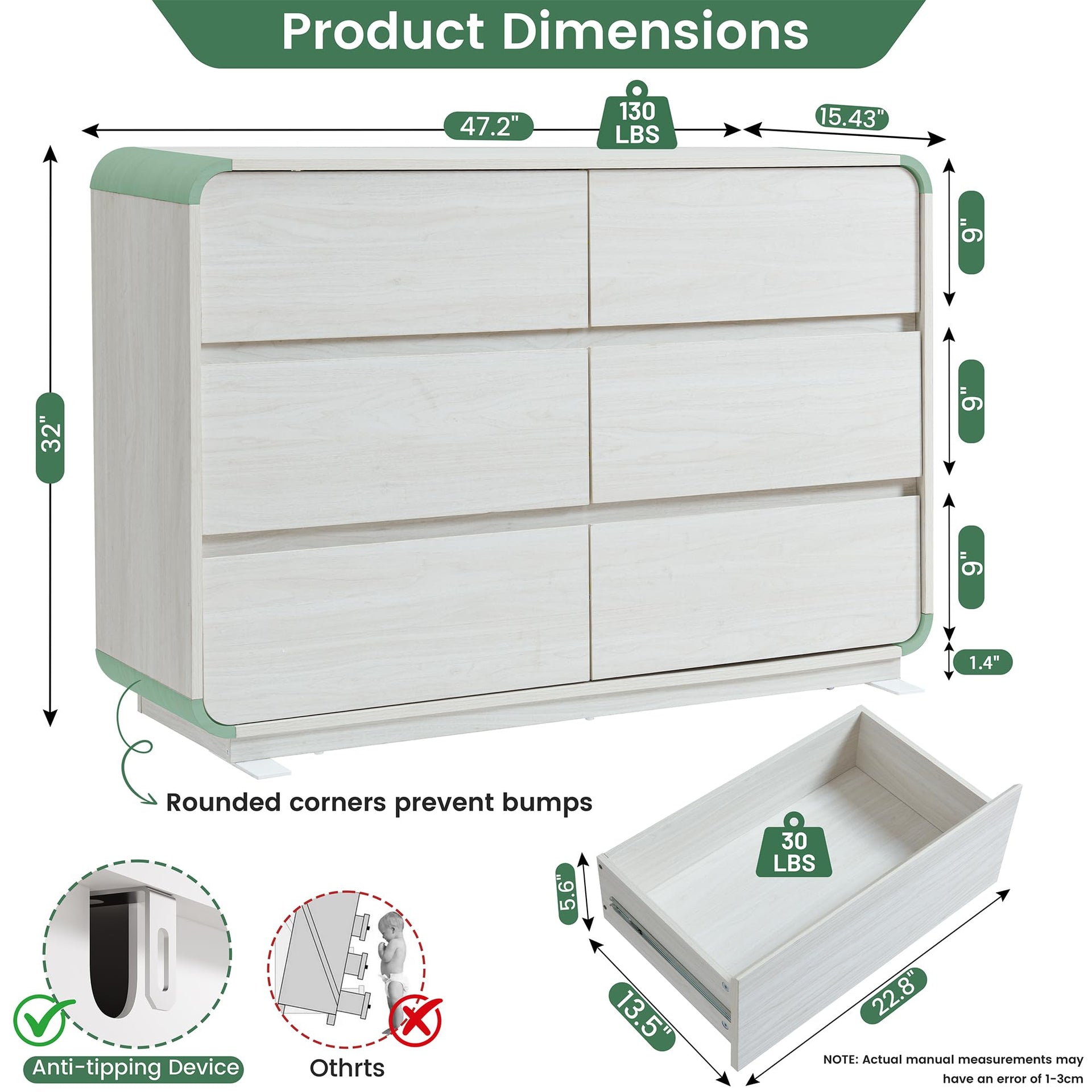 6 Drawer Dresser for Bedroom