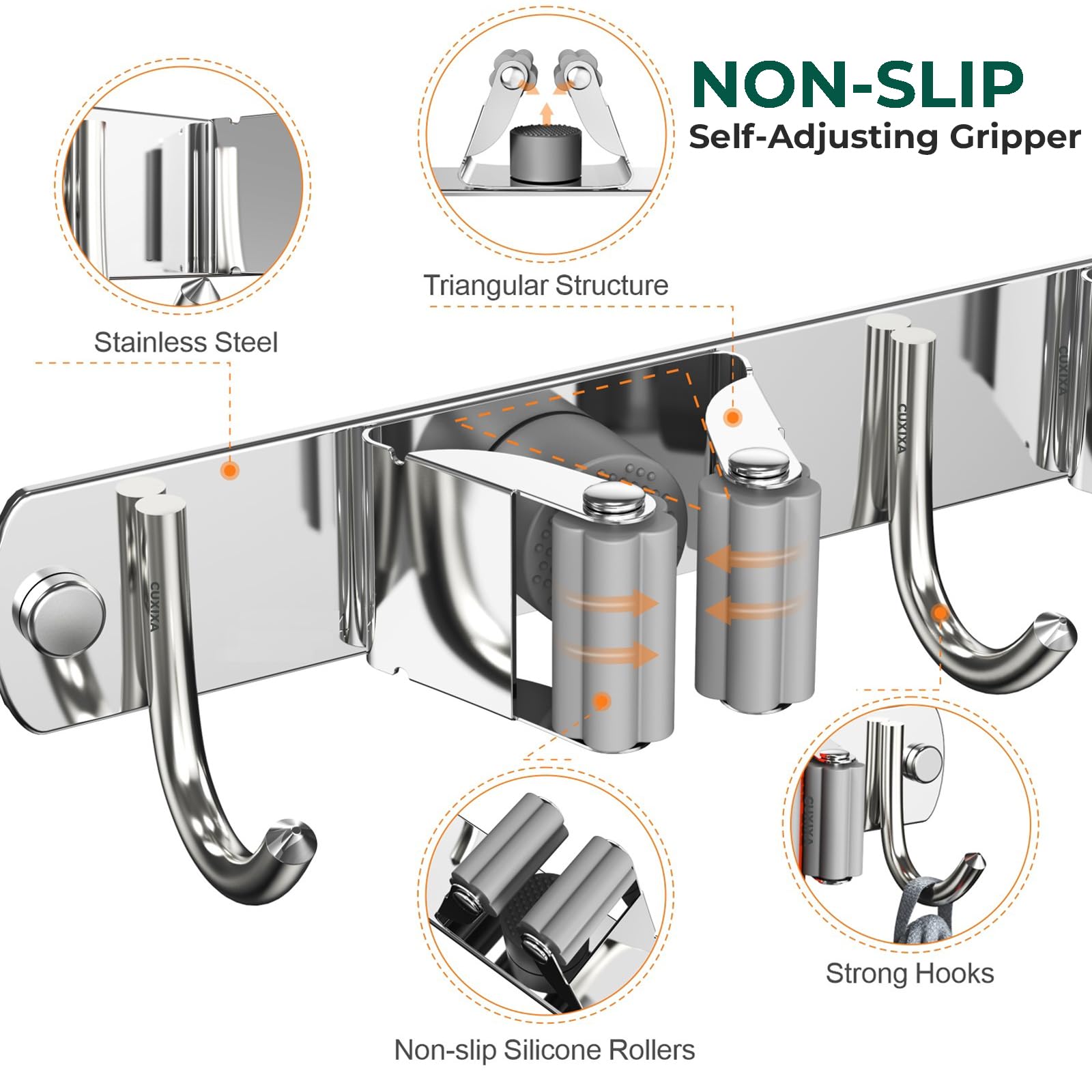 Mop and Broom Holder Wall Mount