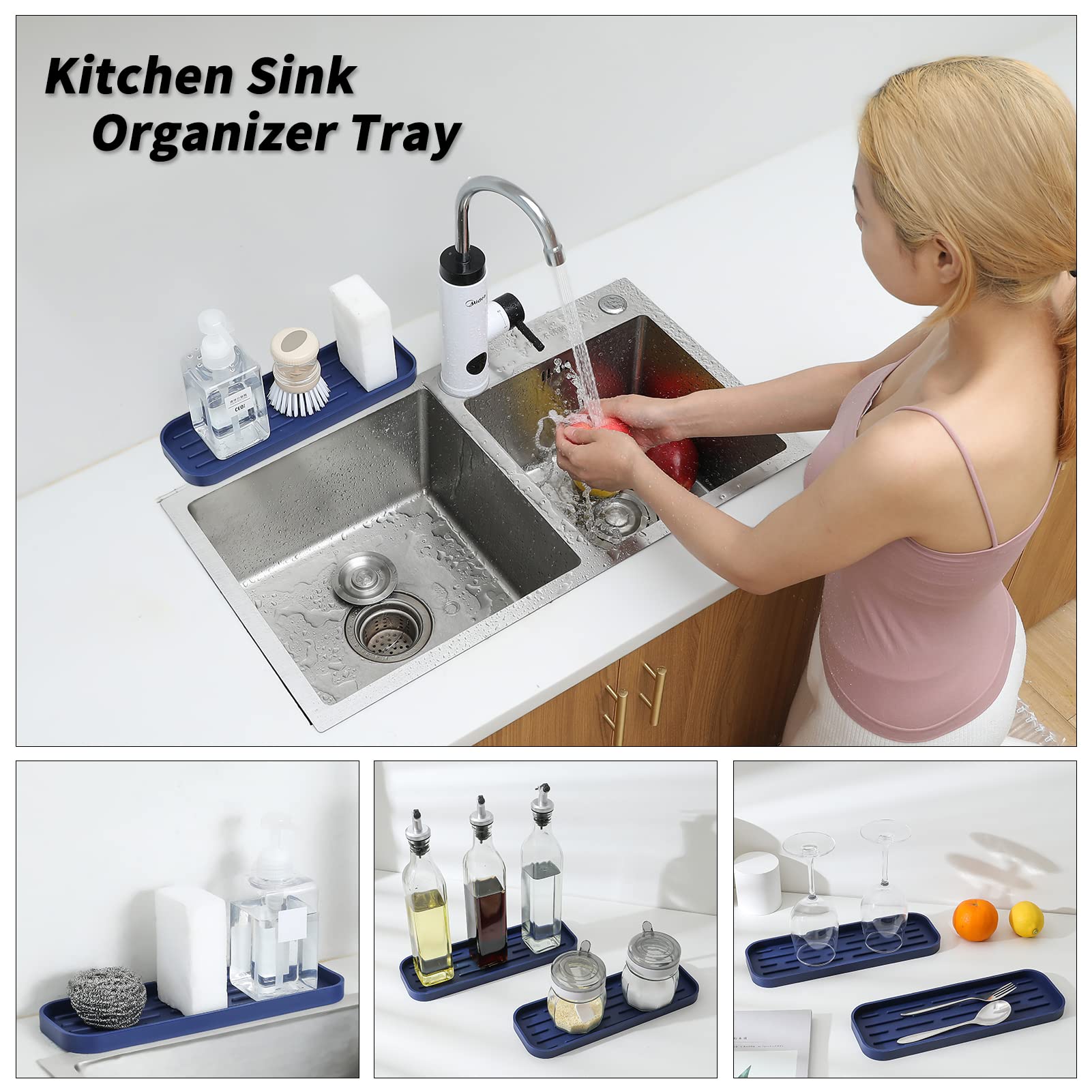 Silicone Kitchen Sink Organizer Tray for Multiple Usage
