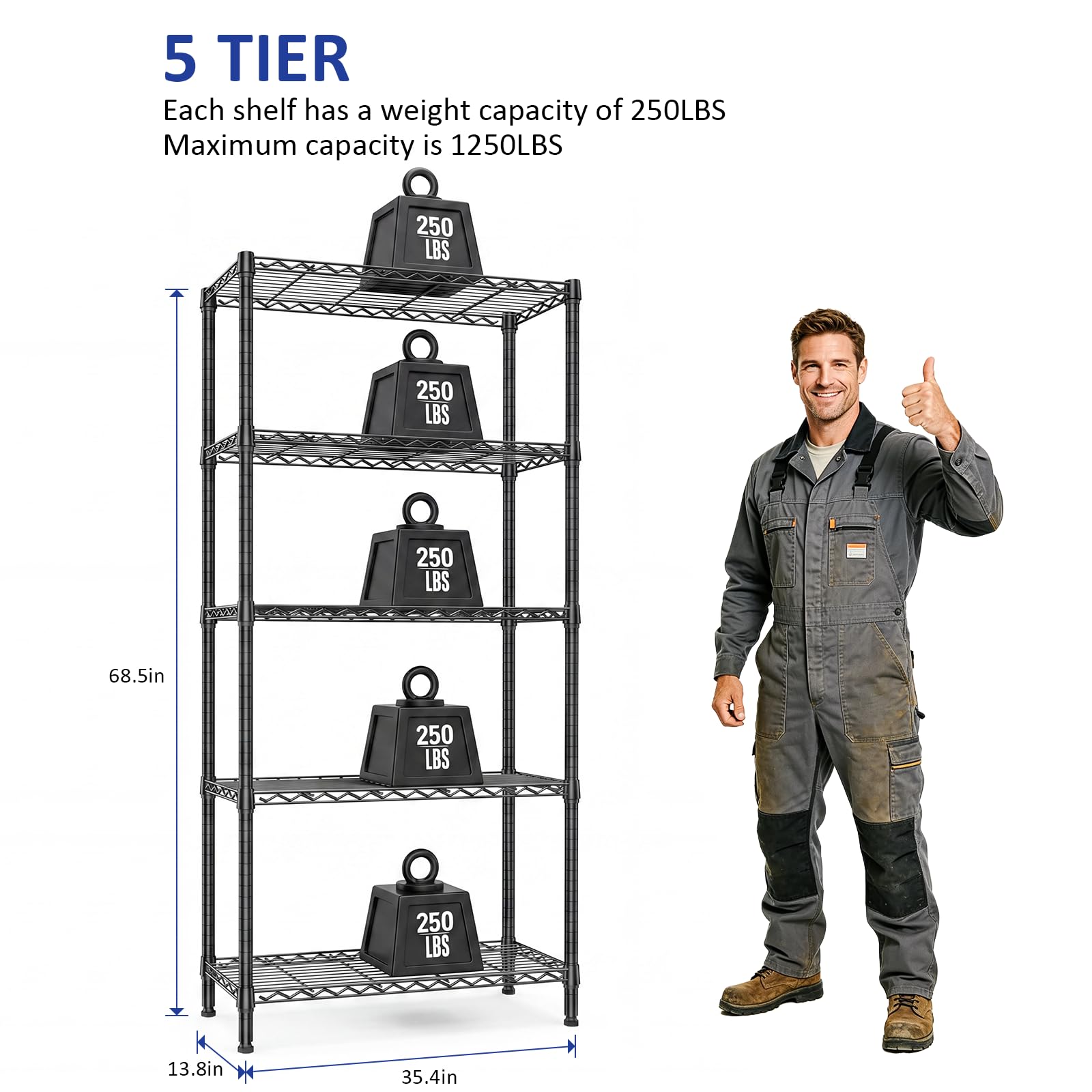5 Tier Metal Wire Shelving Unit