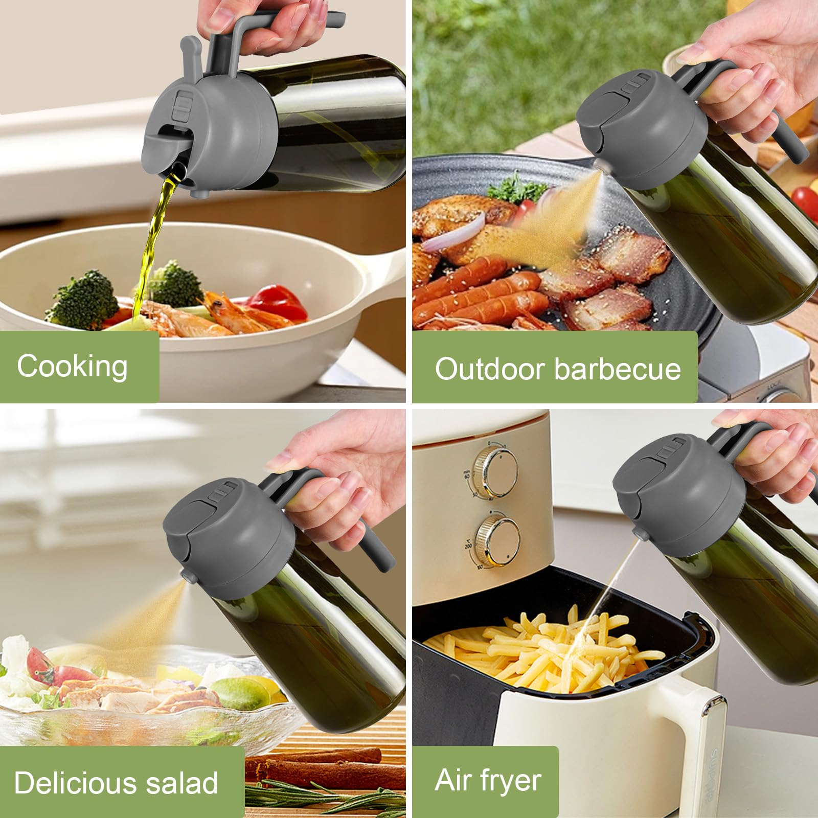 16oz 470ml Dark Green Oil Sprayer for Cooking with Stickers