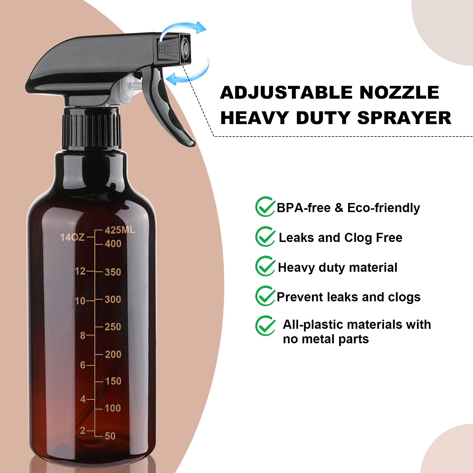 16.9oz Plastic Spray Bottle With Scale (2 Count)