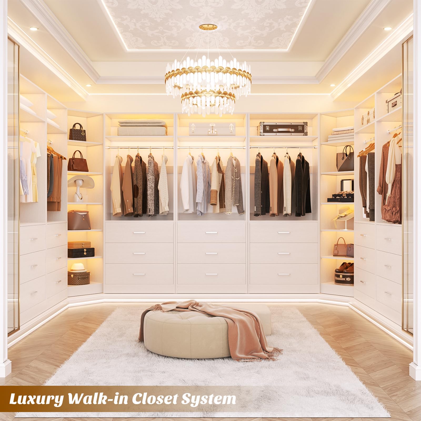 Closet System with 6 Drawers & 10 Shelves