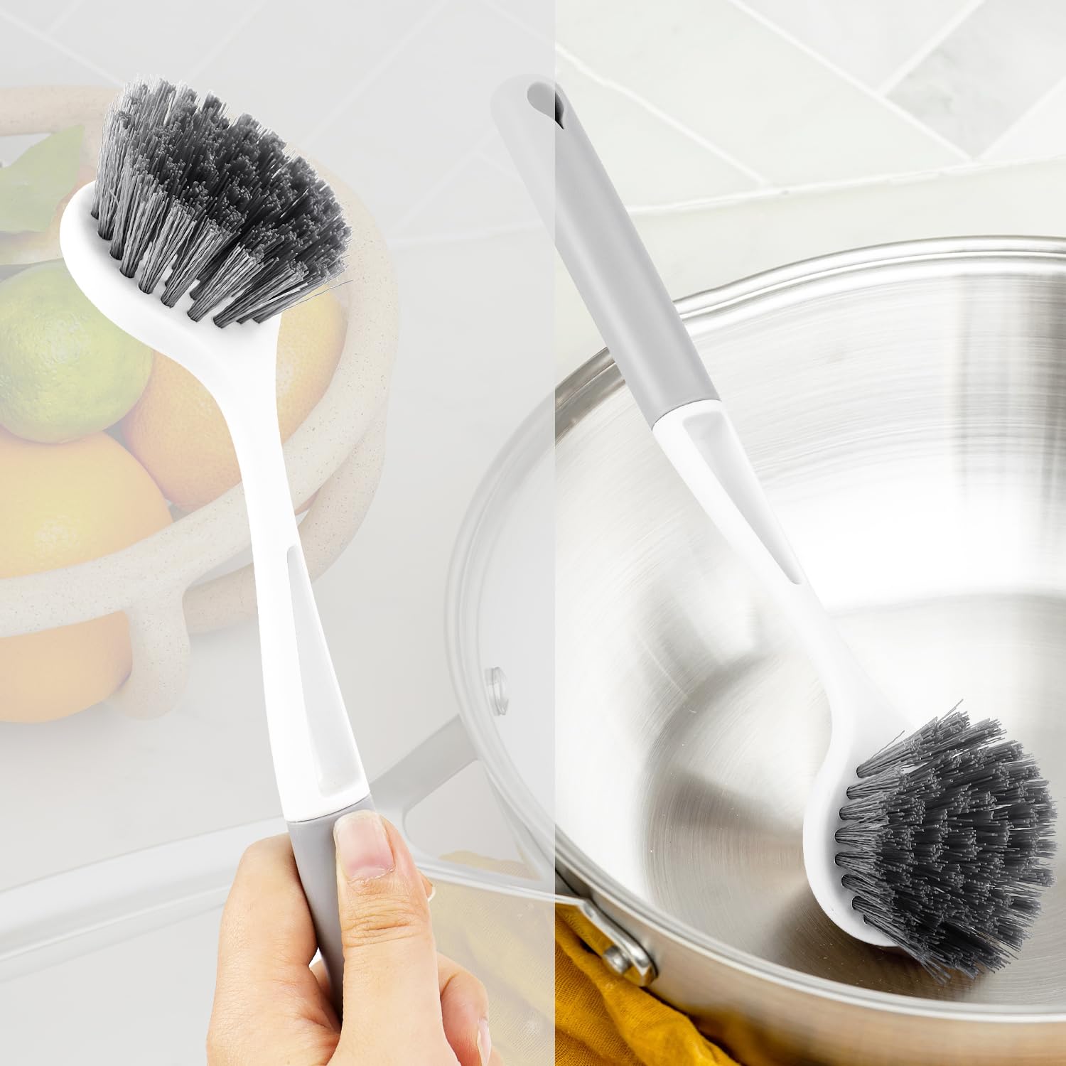 2 Pack Kitchen Scrub Brushes for Cleaning Dish Brush with Handle for Pans (2 Count)