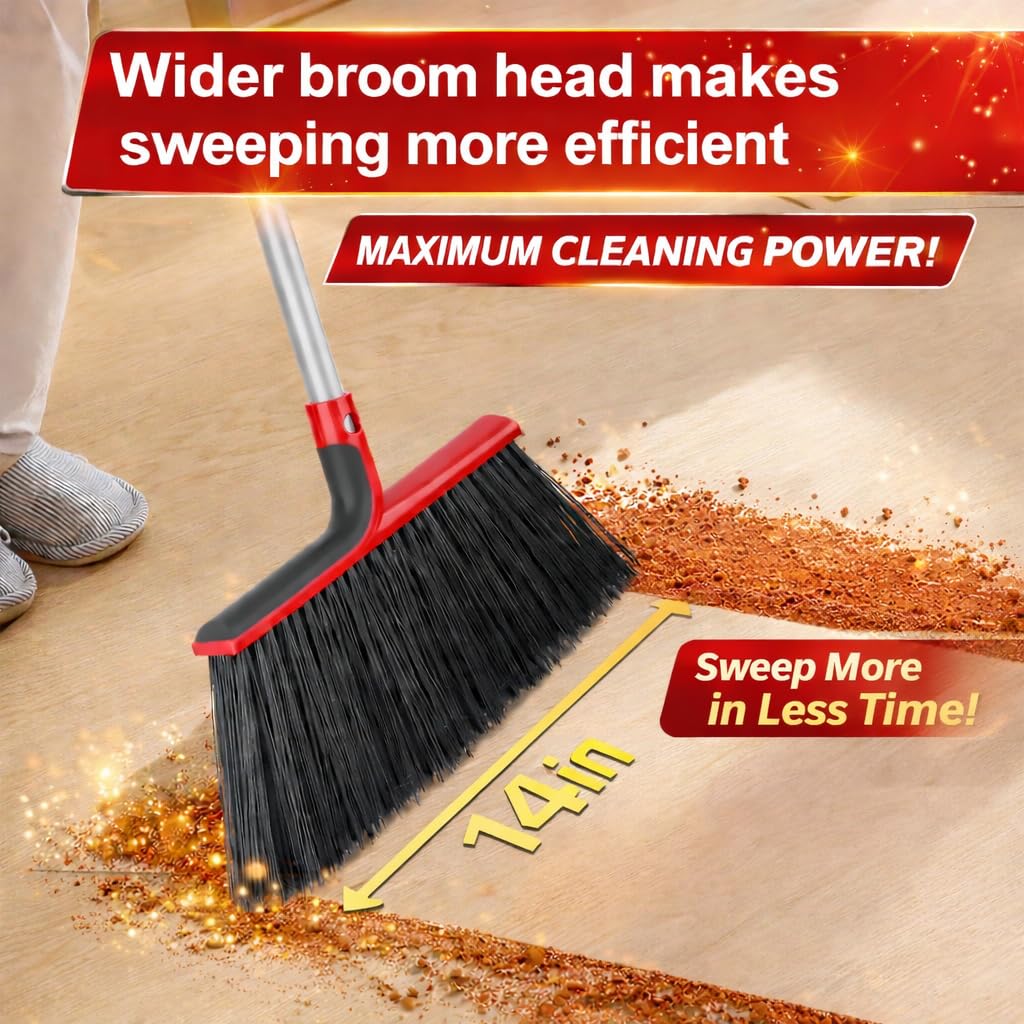 Heavy Duty Angle Broom with 58″ Long Handle