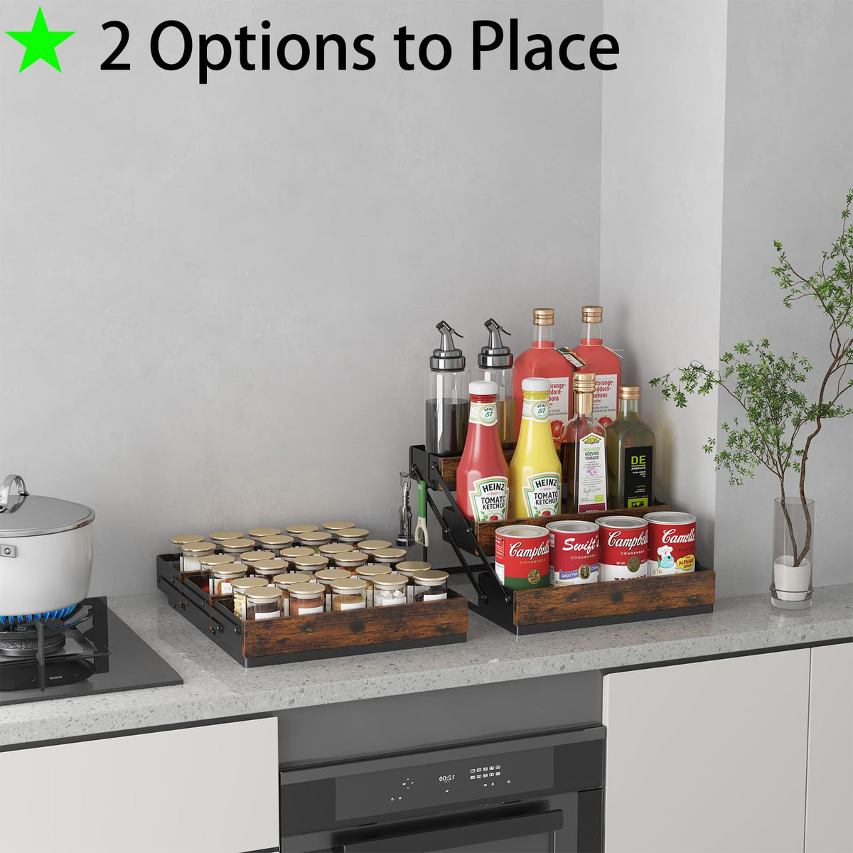 3 Tier Foldable Spice Rack Organizer for Countertop (2 Count)