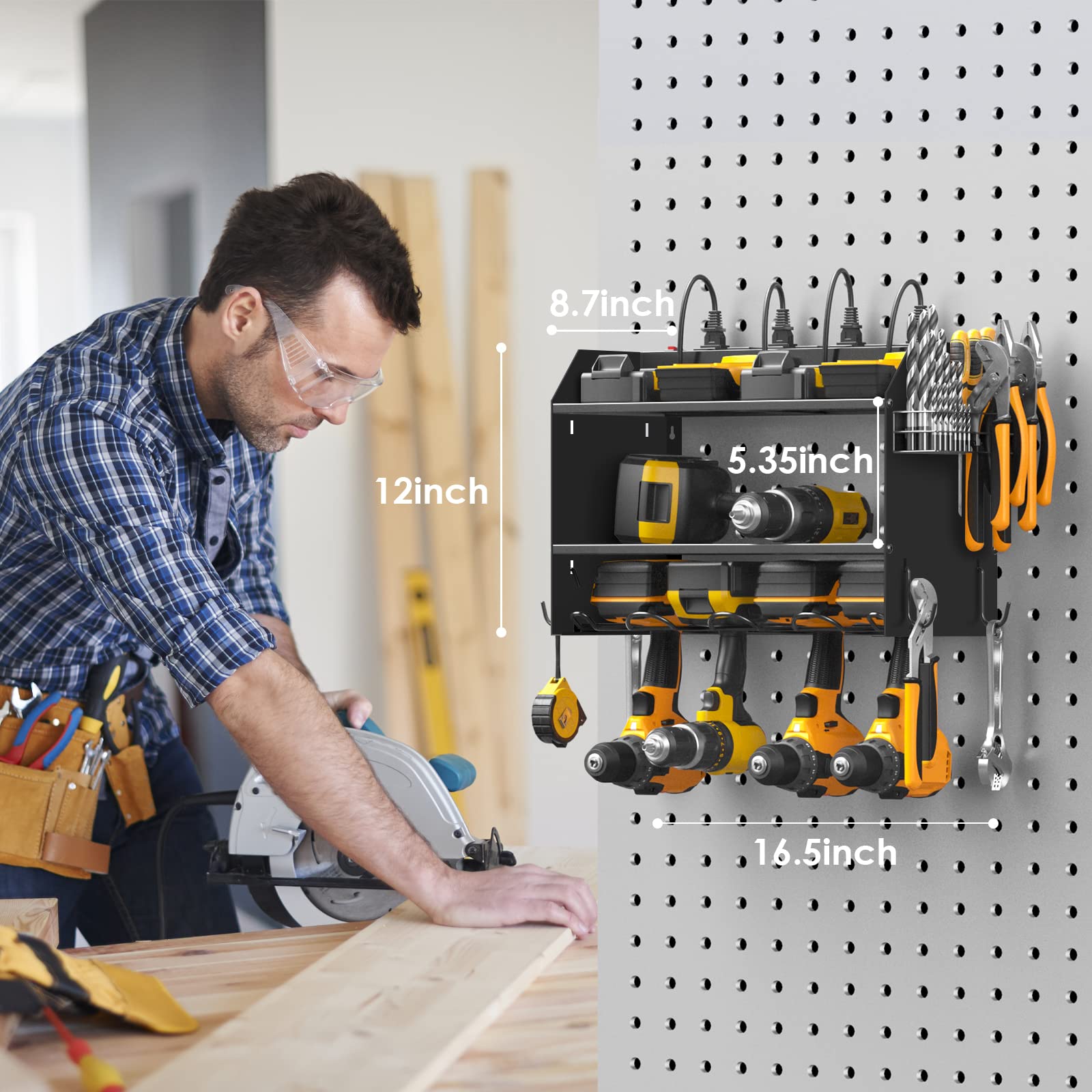 Wall Mount Modular Tool Charging Organizer