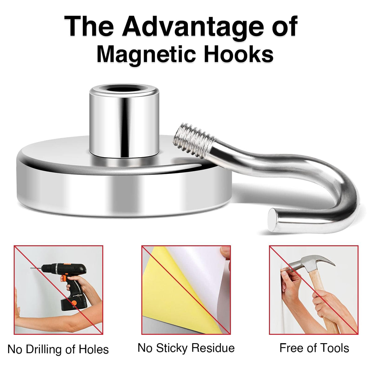 Magnetic Hooks 85lbs Strong Magnets Hook Heavy Duty (36 Count)