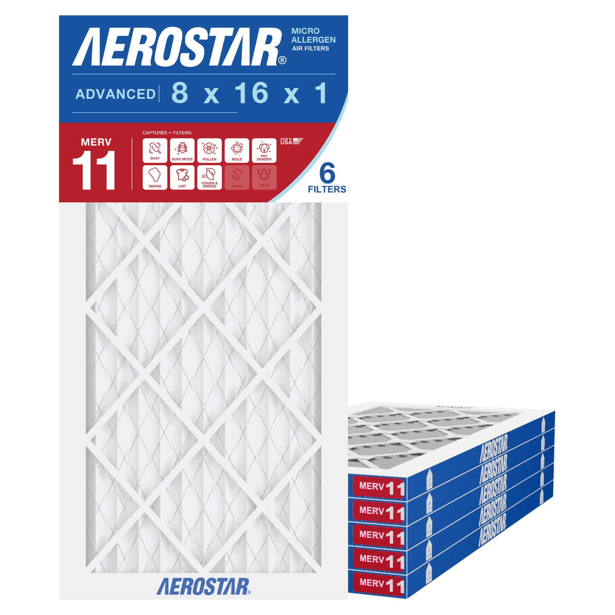 Air Filter 8x16x1 MERV 11 AC Filter (6 Count)