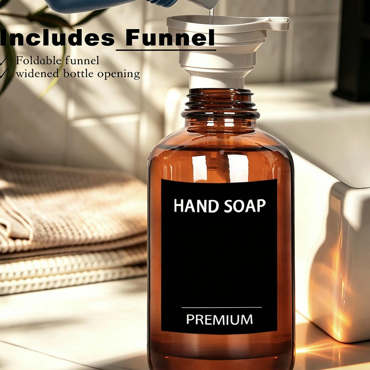 Amber 18 Oz Dish Soap Dispenser for Kitchen (2 Count)
