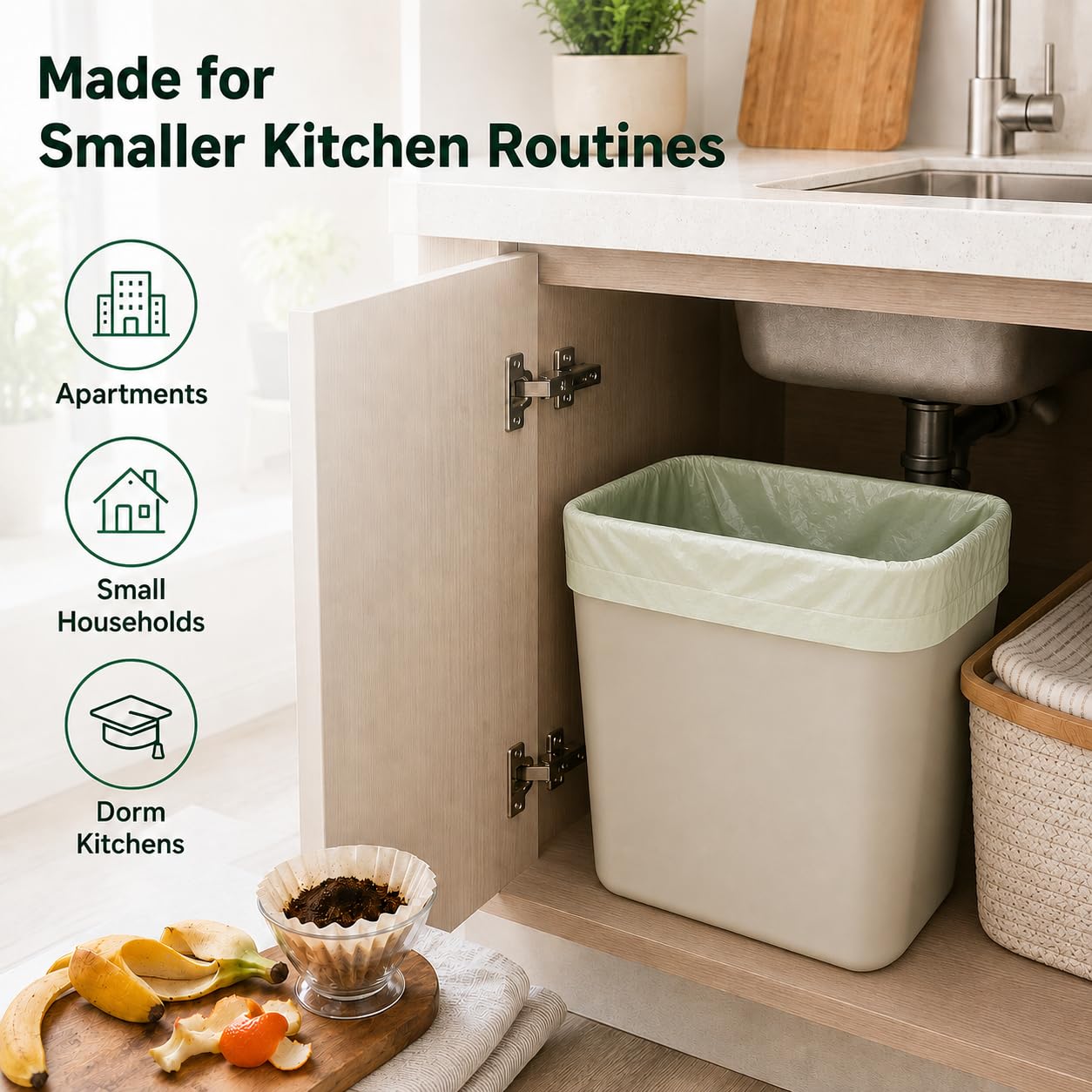 30 Count 6 Gallon Compostable Trash Bags for Kitchen Food Waste and Scraps