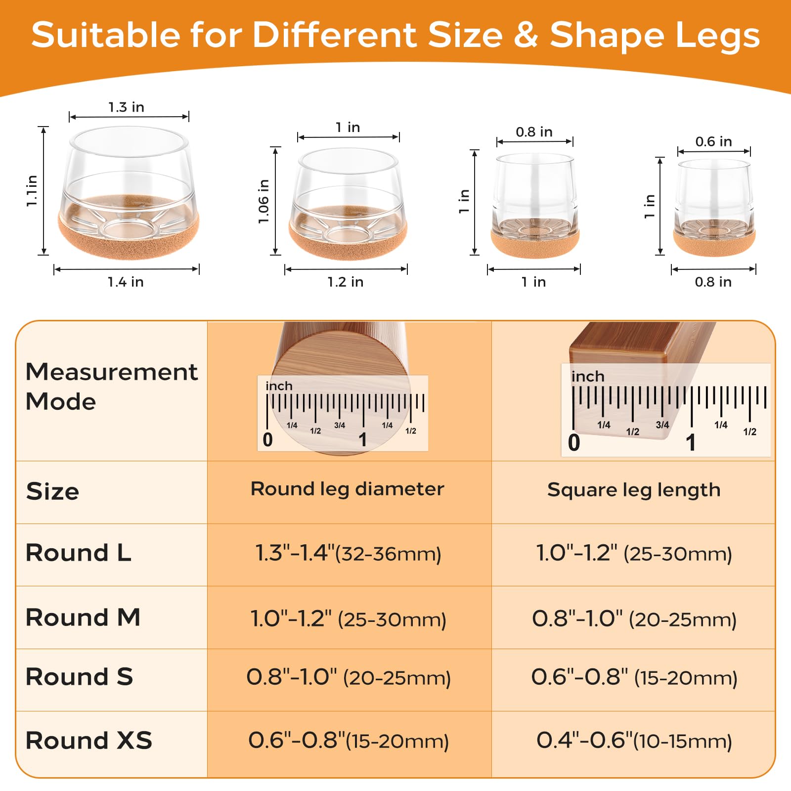 24 PCS Silicone Chair Leg Floor Protectors Small (24 Count)