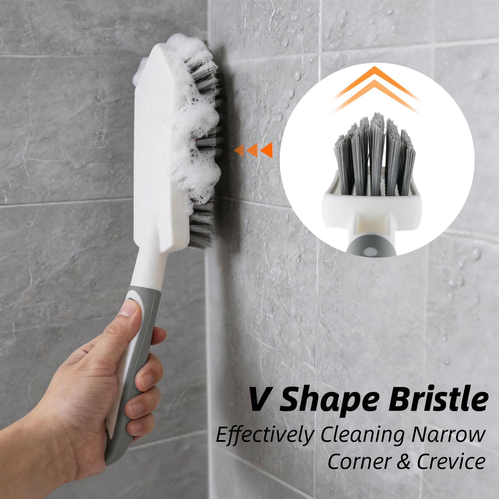 3 Pack Shower Cleaning Brush Set with Grout Cleaning Brush and Squeegee (3 Count)
