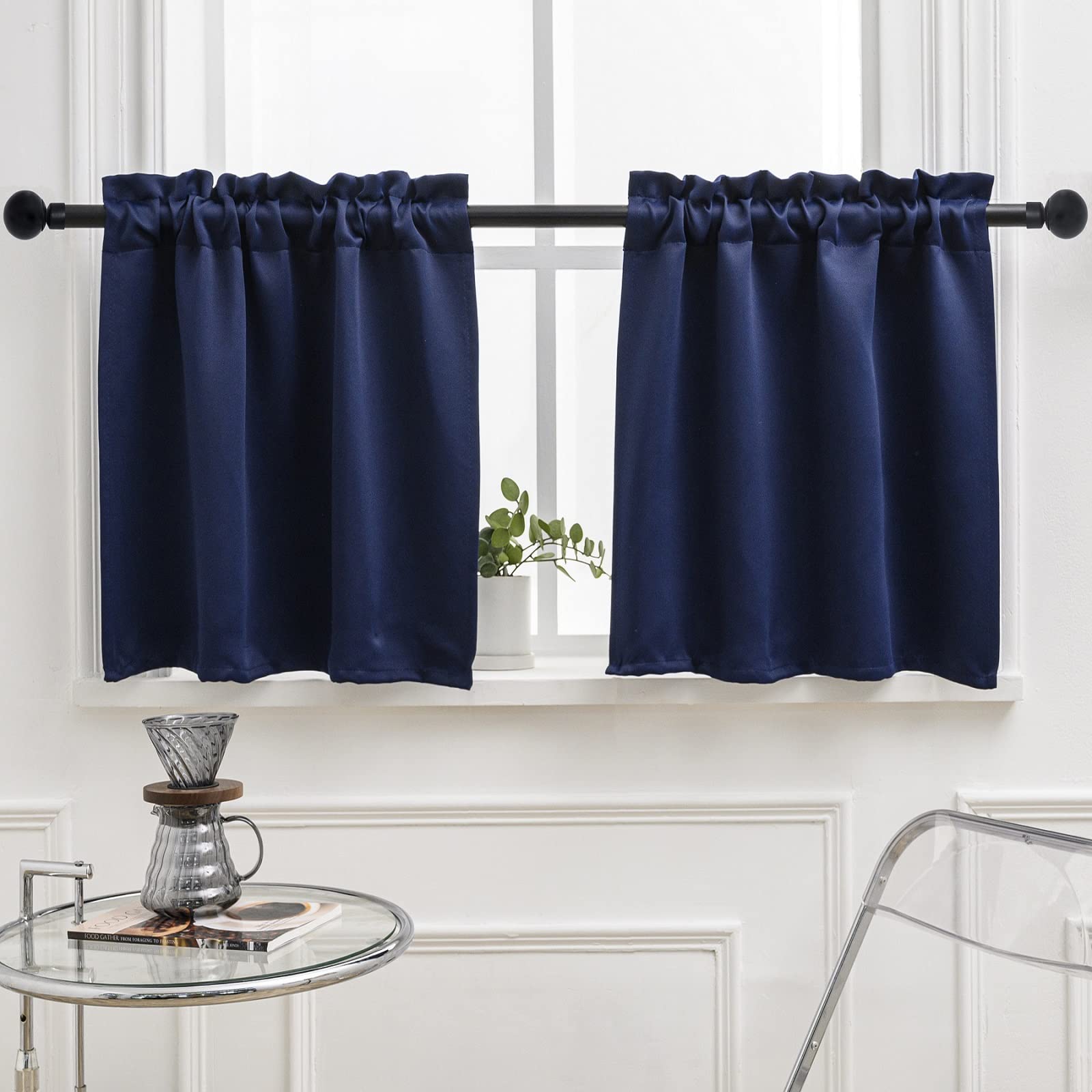 Navy Blue Cafe Curtain (2 Count)
