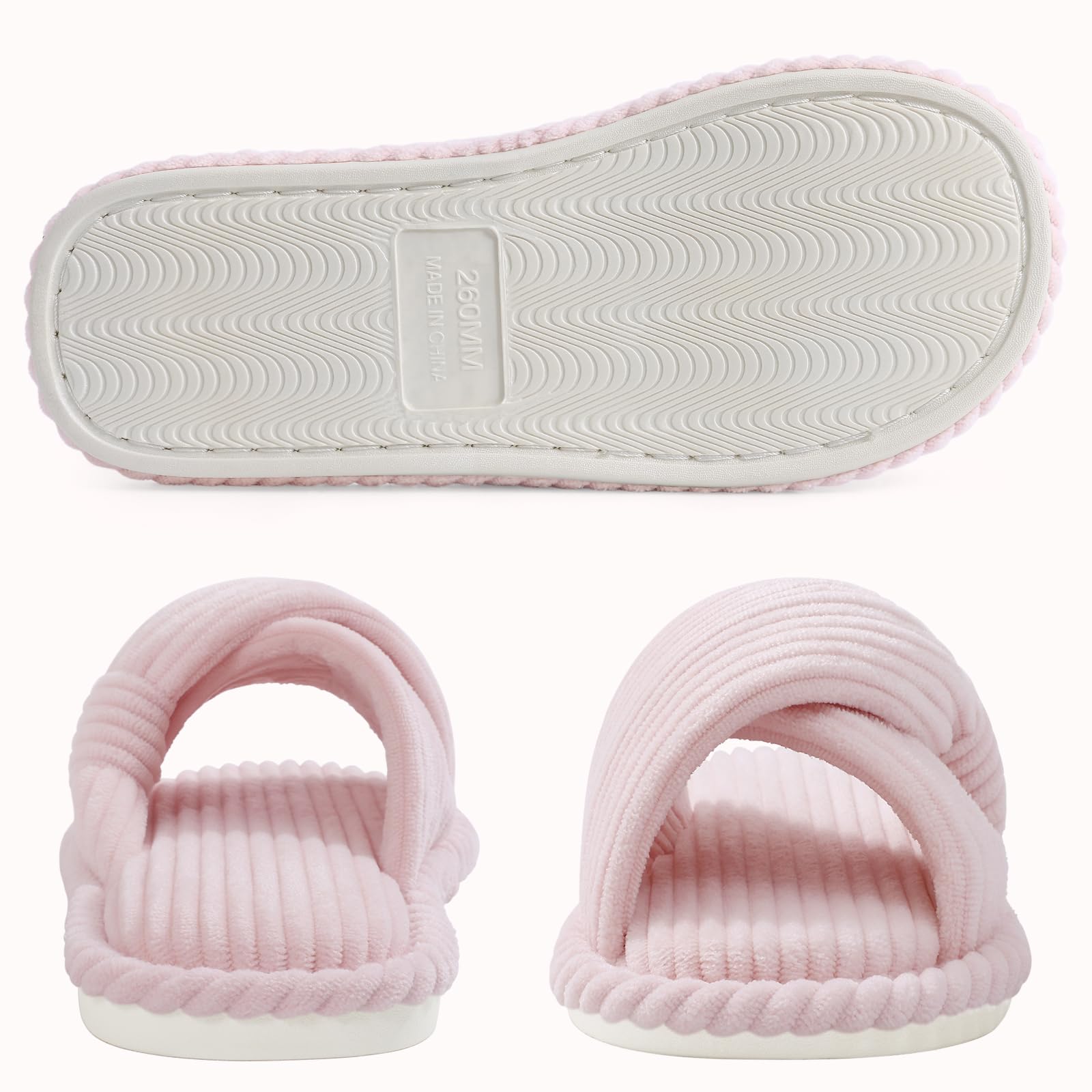 Summer House Slippers for Women Corduroy Open Toe Indoor Slippers