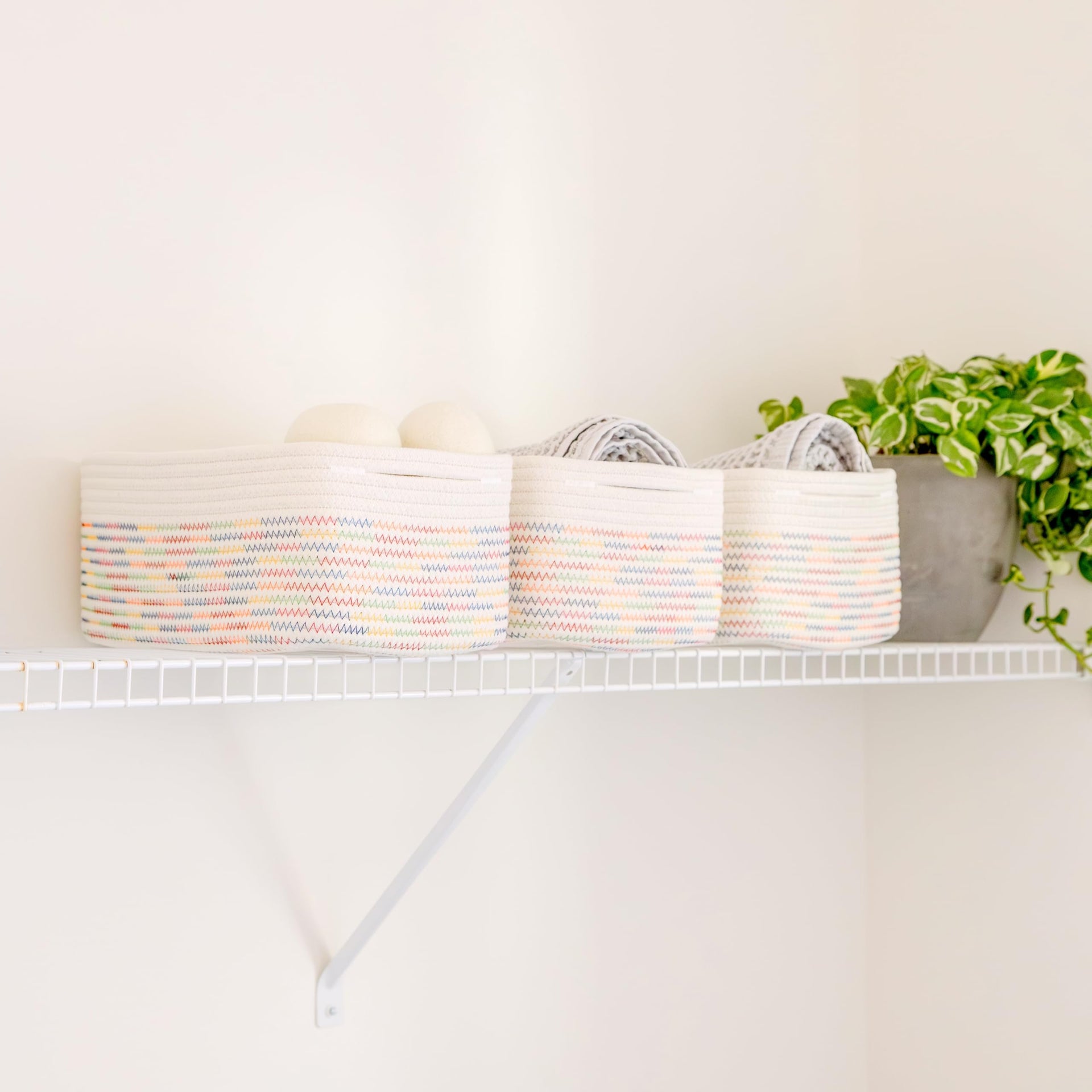 13.5”x8.5”x5.5” Rectangle Storage Baskets for Shelves 3 Pack (3 Count)