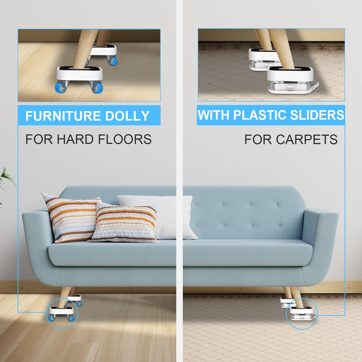 New Upgraded Furniture Sliders for Hard Floors & Carpets (4 Count)