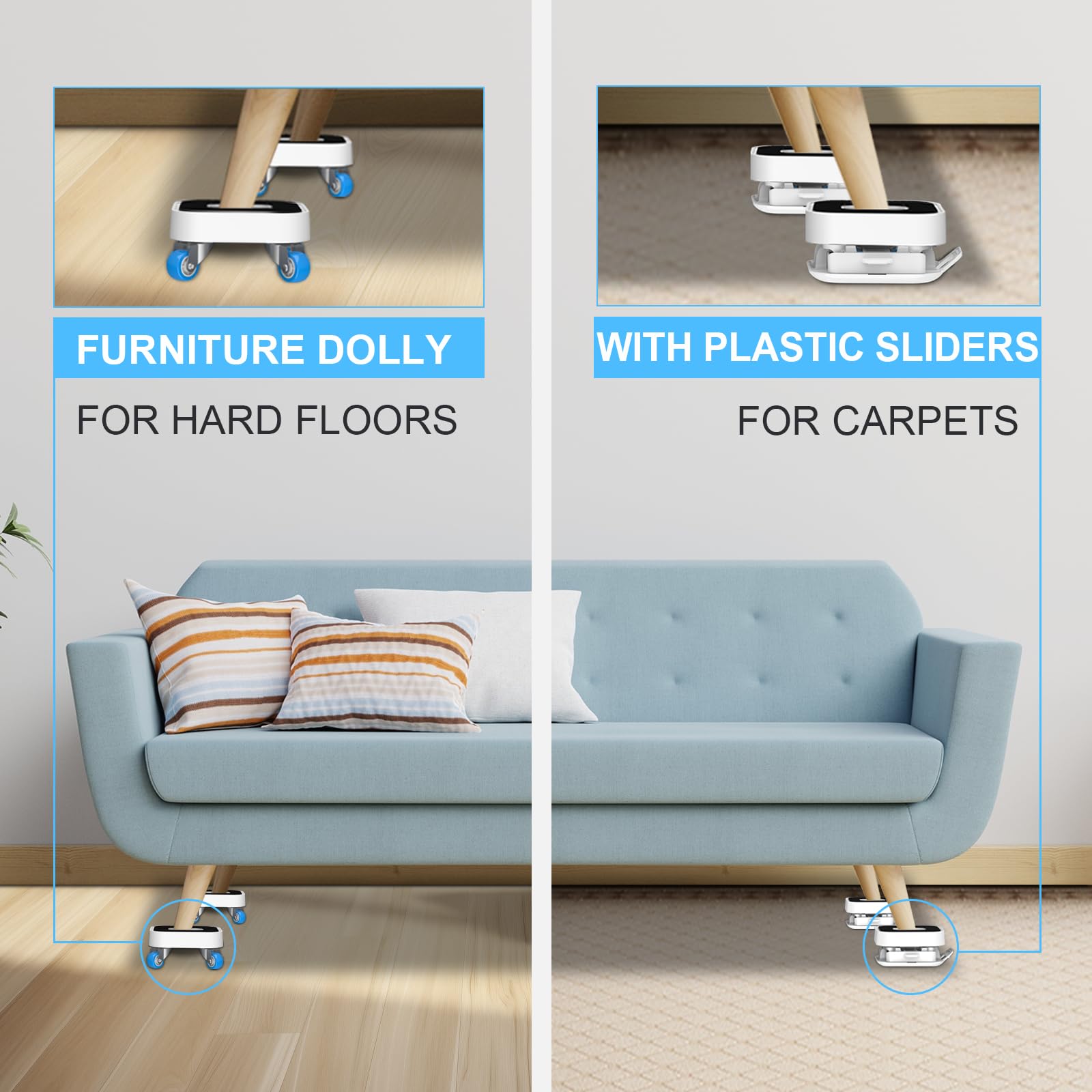 New Upgraded Furniture Sliders for Hard Floors & Carpets (4 Count)