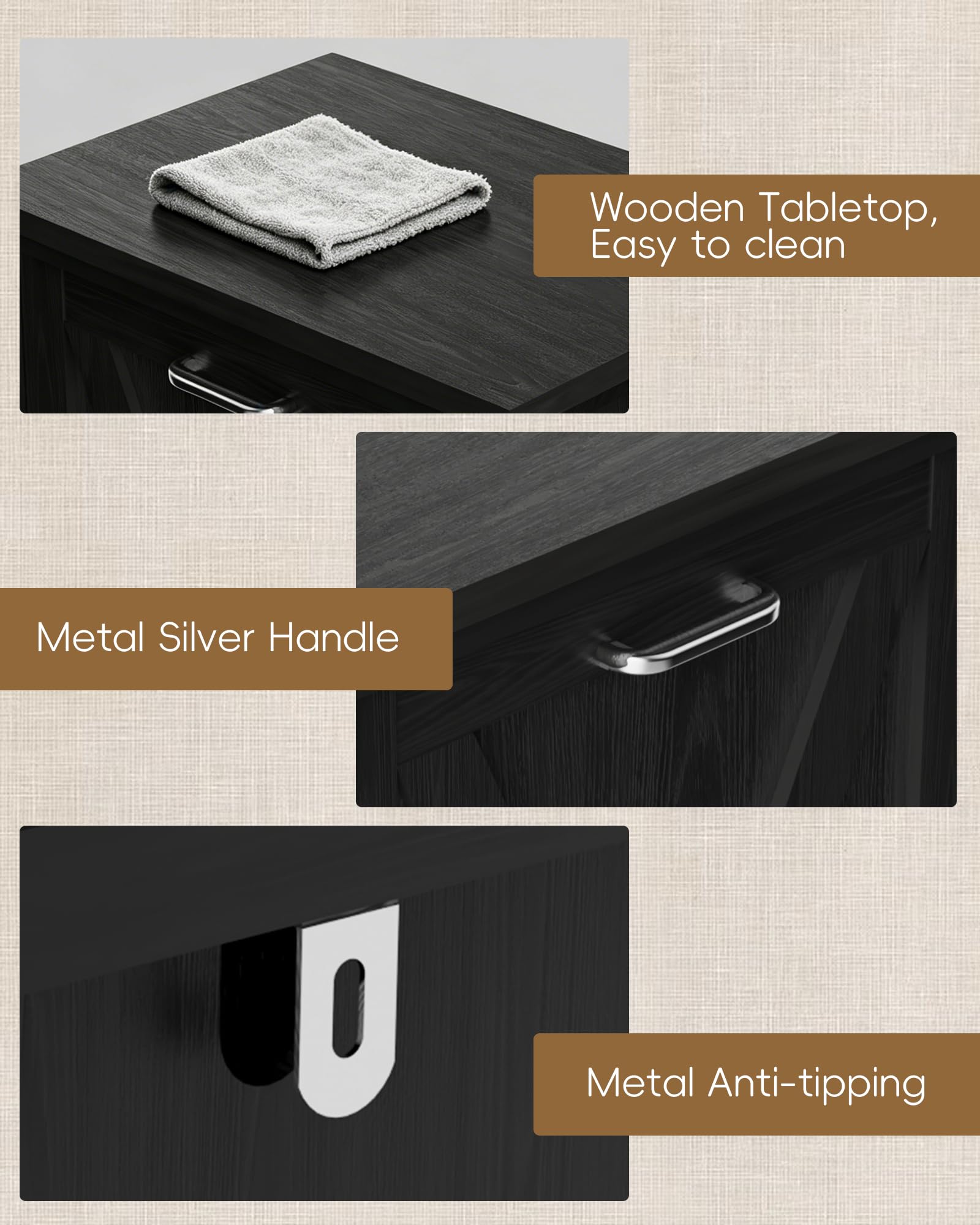 Single 13 Gallon Tilt Out Trash Can Cabinet with Deodorising Function