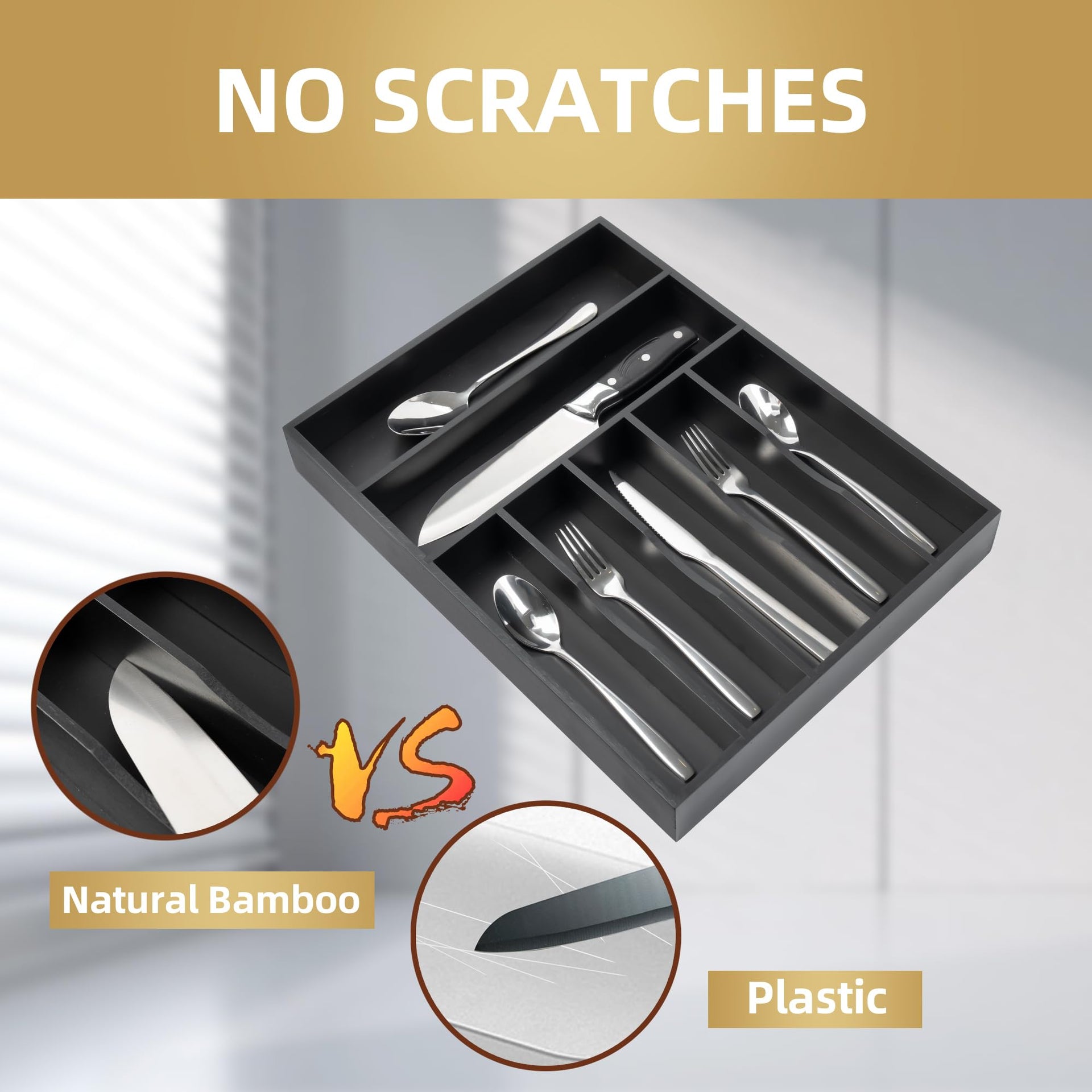 Silverware Organizer Bamboo Kitchen Drawer Organizer Utensil Organizer Silverware Holder Cutlery Organizer in drawer Flatware Organizer Tray