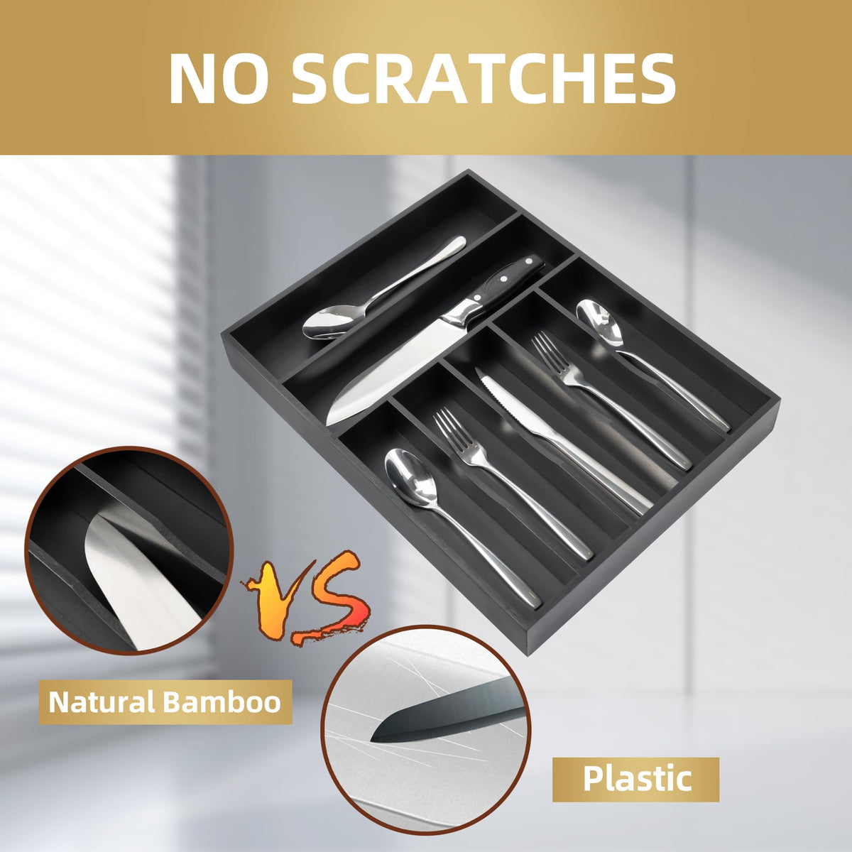 Silverware Organizer Bamboo Kitchen Drawer Organizer Utensil Organizer Silverware Holder Cutlery Organizer in drawer Flatware Organizer Tray