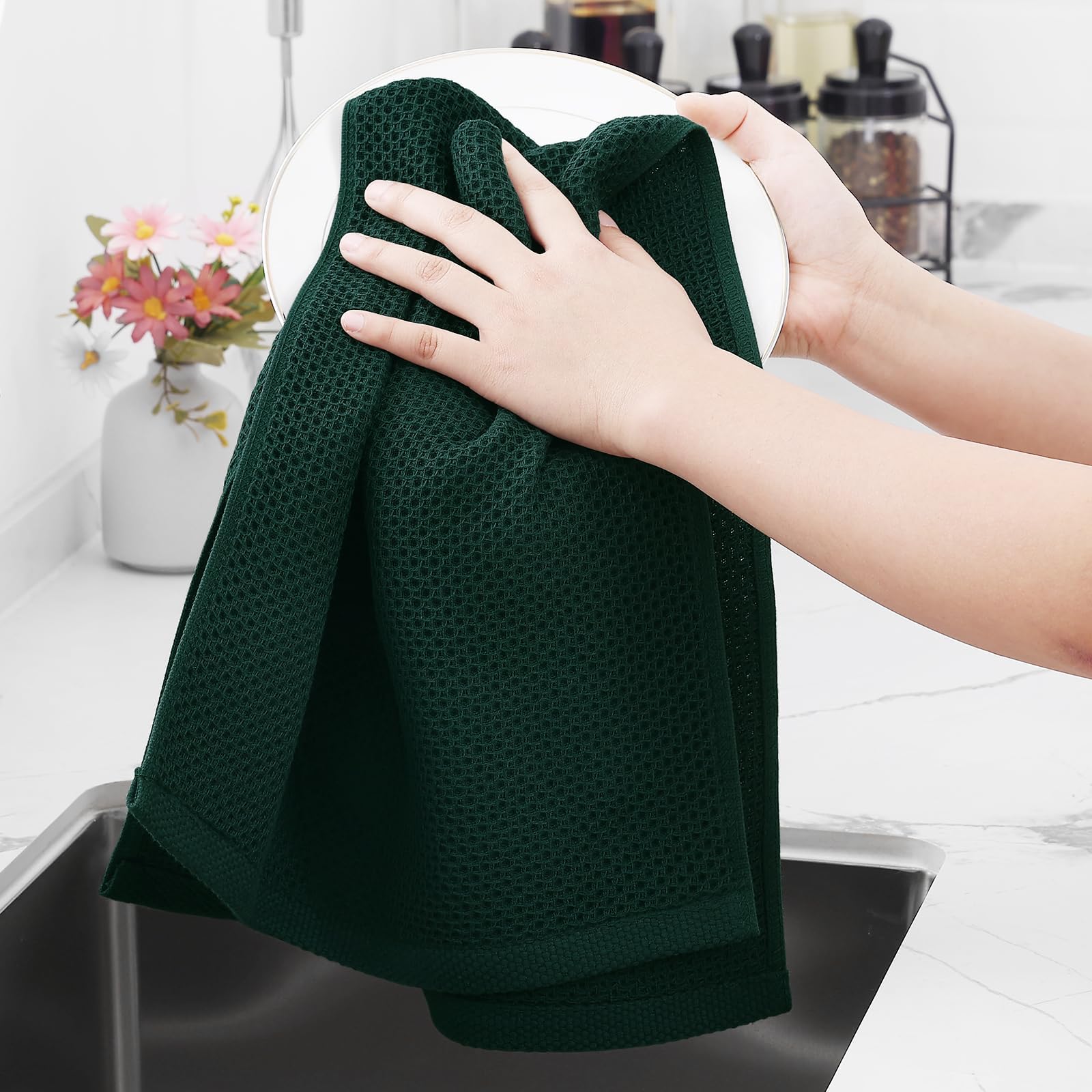100% Cotton Waffle Weave Kitchen Dish Towels 18 (18 Count)