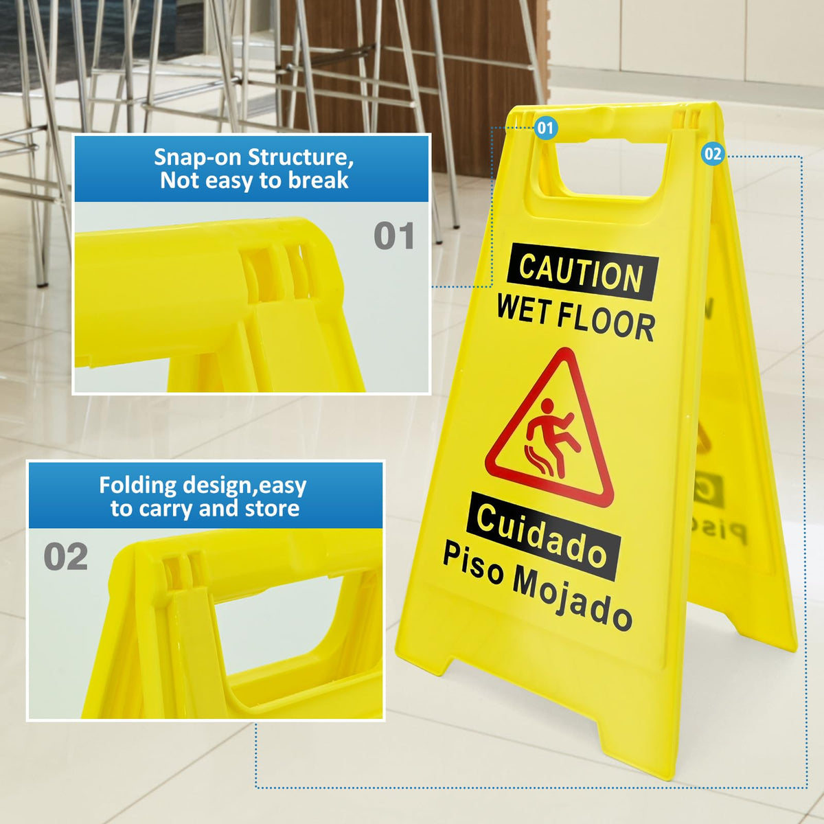 2 Pack Caution Wet Floor Sign (2 Count)