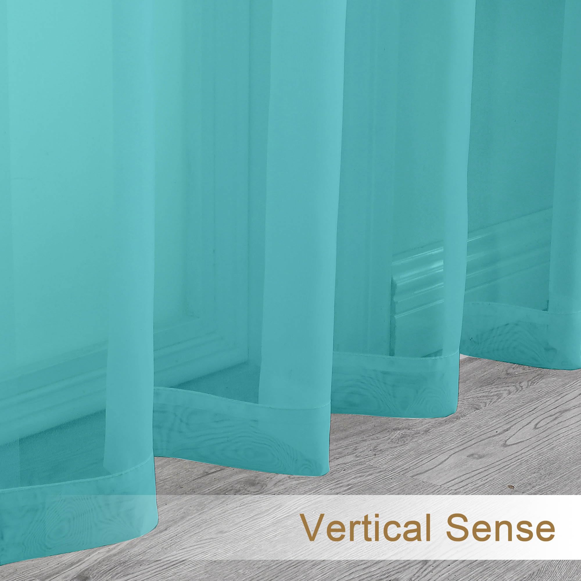 Sheer Turquoise Tier Curtains 24 Inch Length (2 Count)