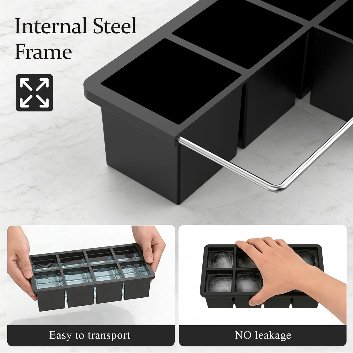 Silicone Ice Cube Trays with Metal Reinforced Frame