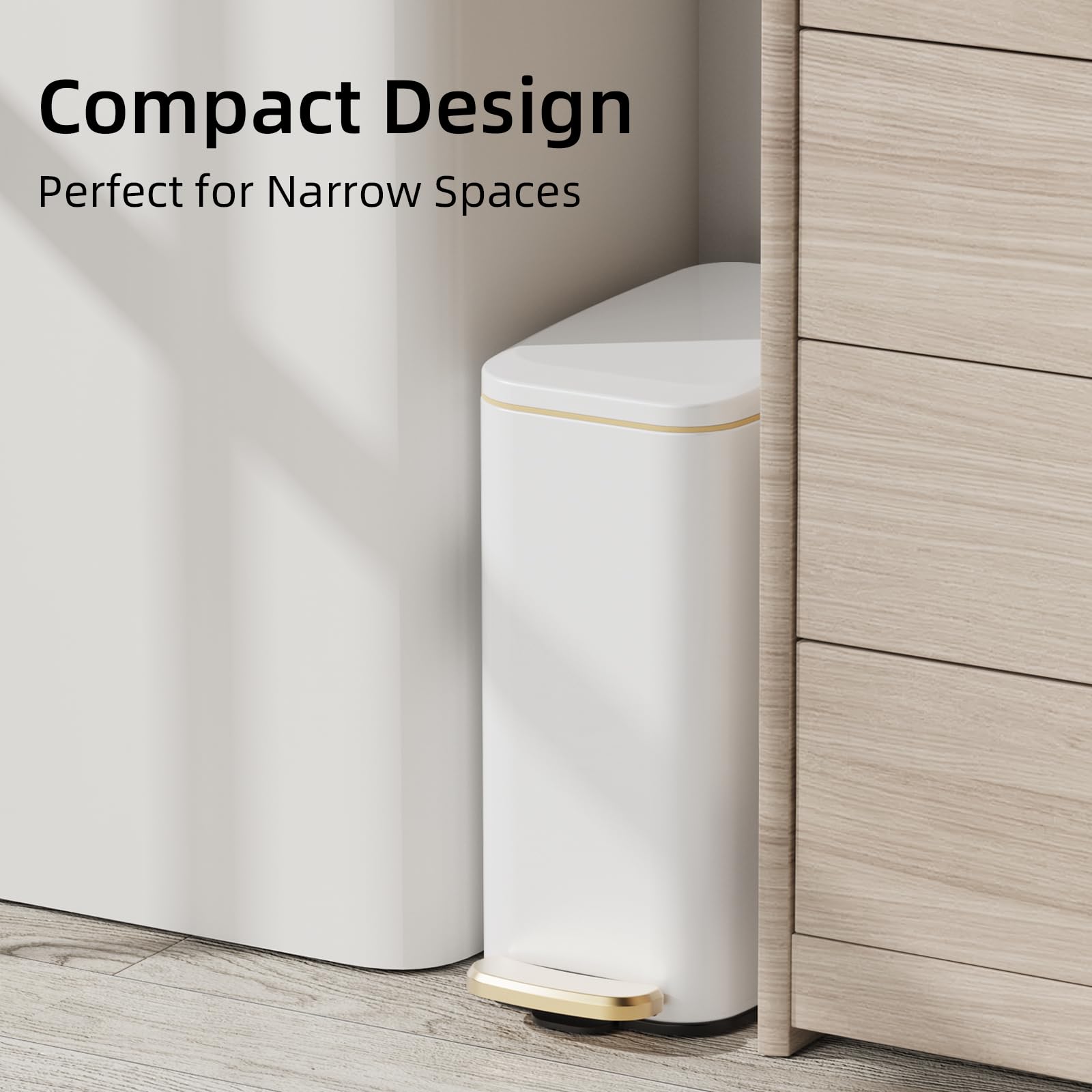 Slim Bathroom Trash Can with Lid