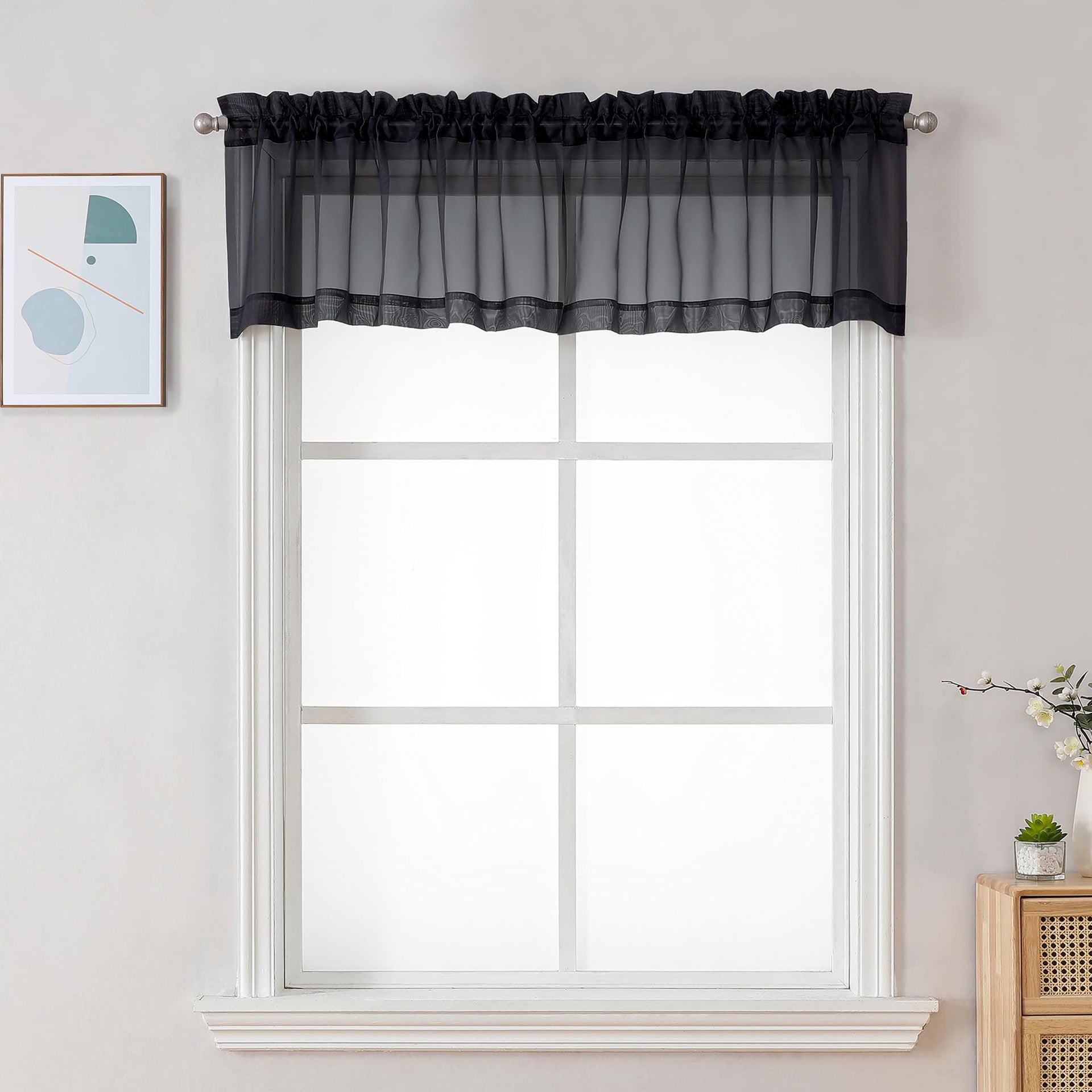 Black Sheer Valances for Windows 2 Pack