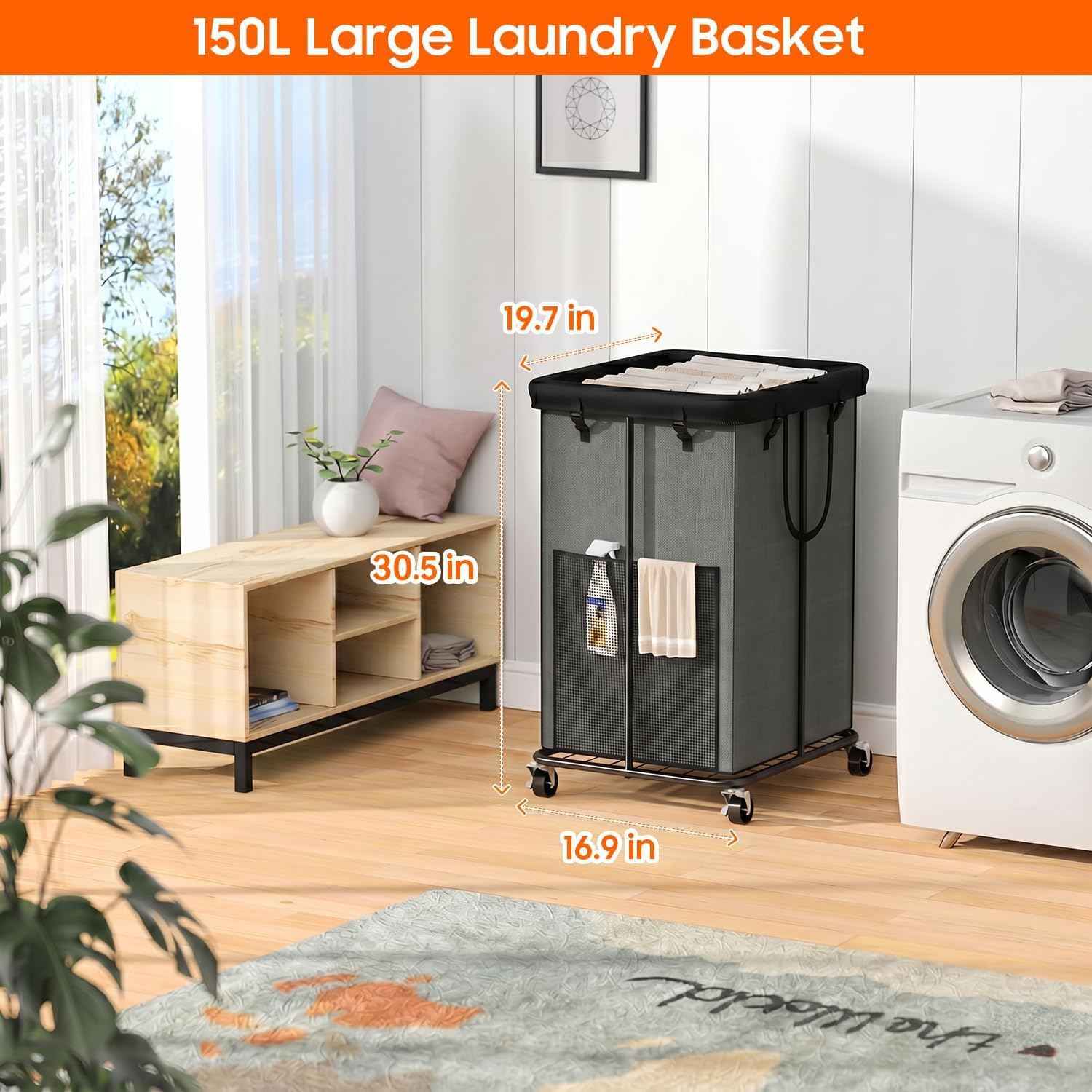 Laundry Hamper with Wheels (99.68 Ounce)