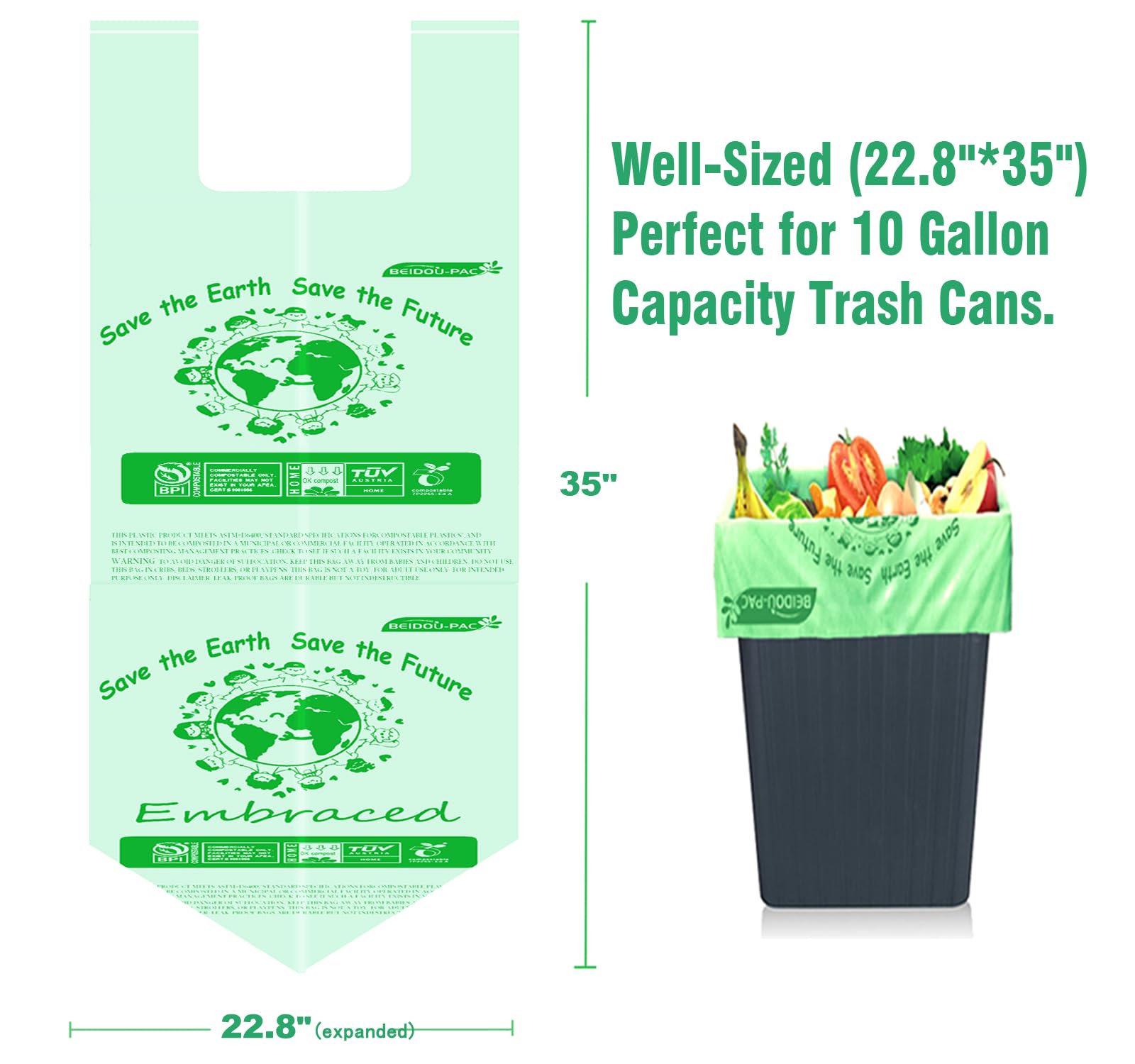 Compostable 13 Gallon Trash Bags (100 Count)
