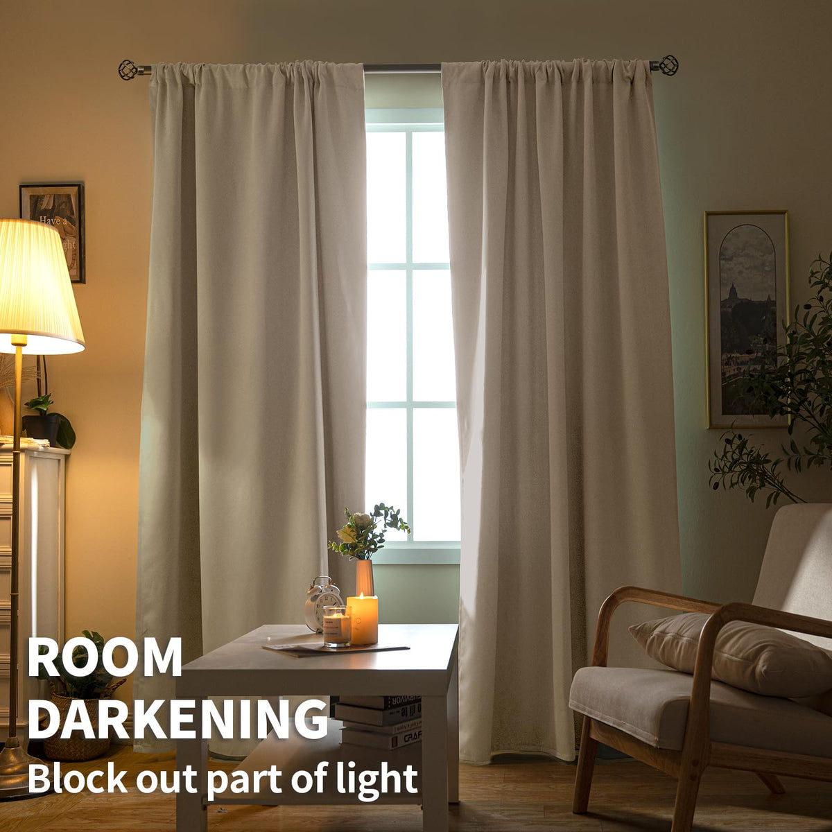 48 Inch Length Blackout Curtains for Bedroom (2 Count)