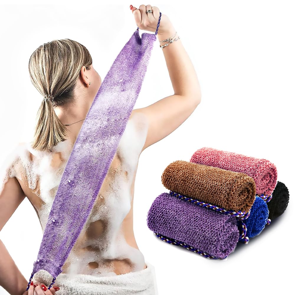 5 Pieces African Net Sponge with Handles Long African Exfoliating Net Washcloth Bath Sponge Net Cloth Wash Net Body Back Scrubber for Shower Loofah (5 Count)
