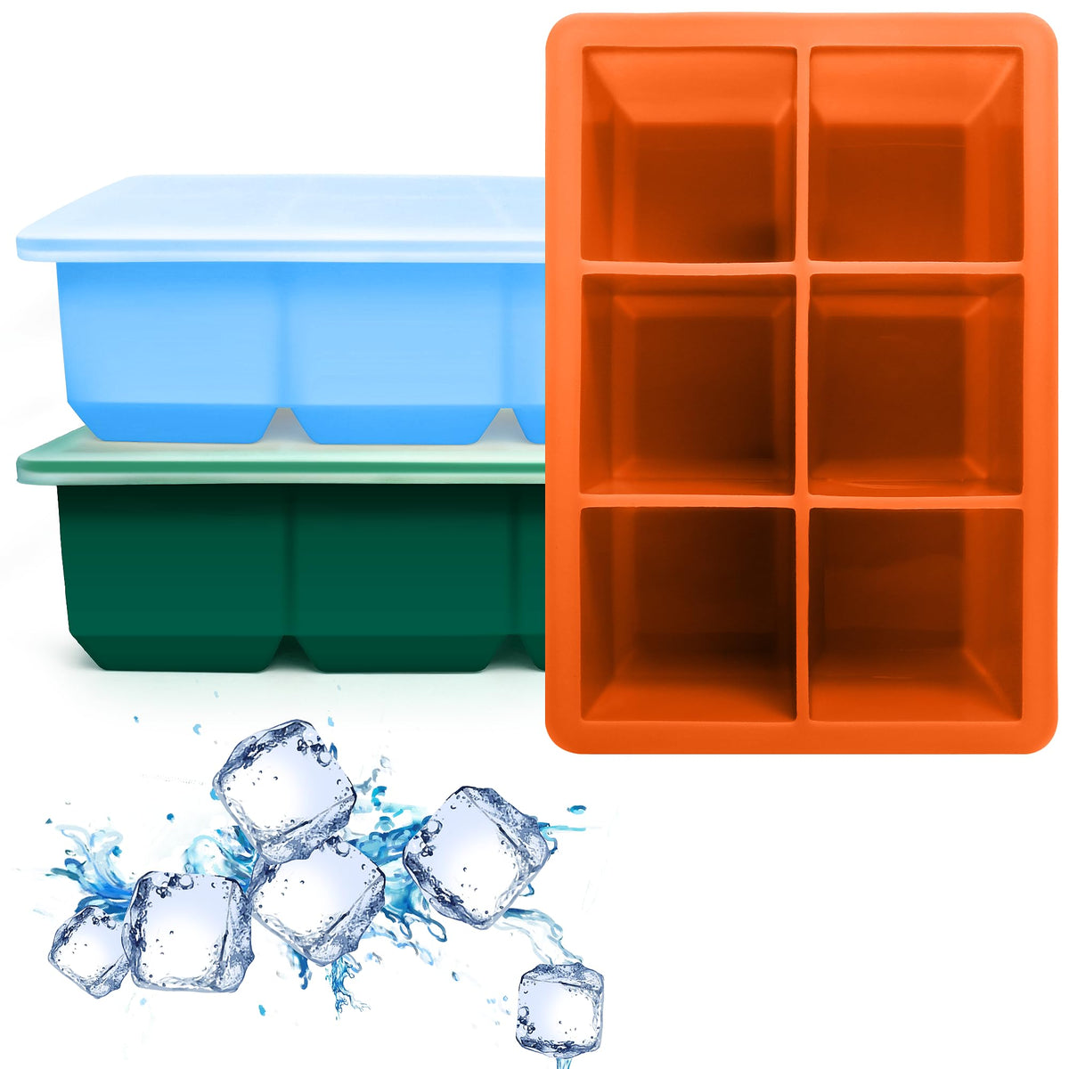 Silicone Ice Cube Trays 3 Pack (3 Count)